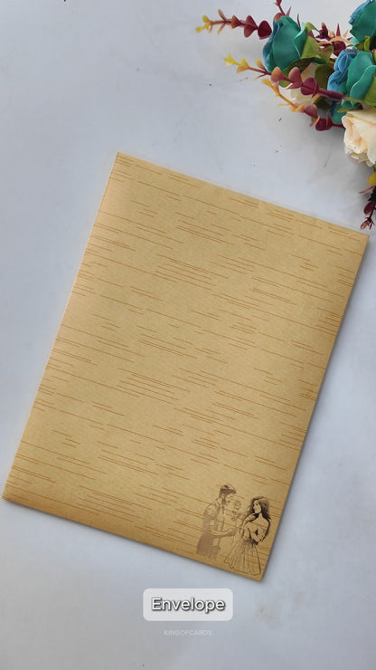 Gold Door Style Couple Wedding Card - KNM2902G