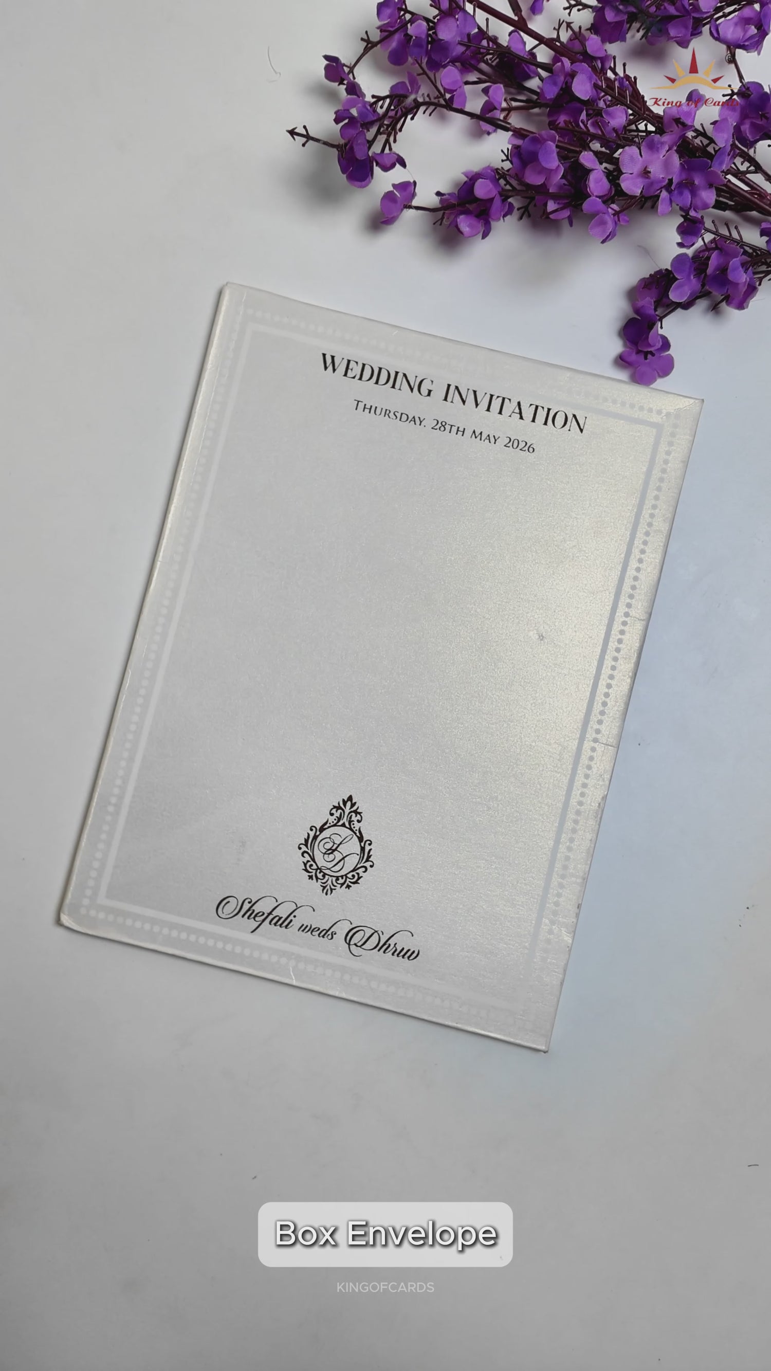 White Ganesha Floral Wedding card-KRE28480