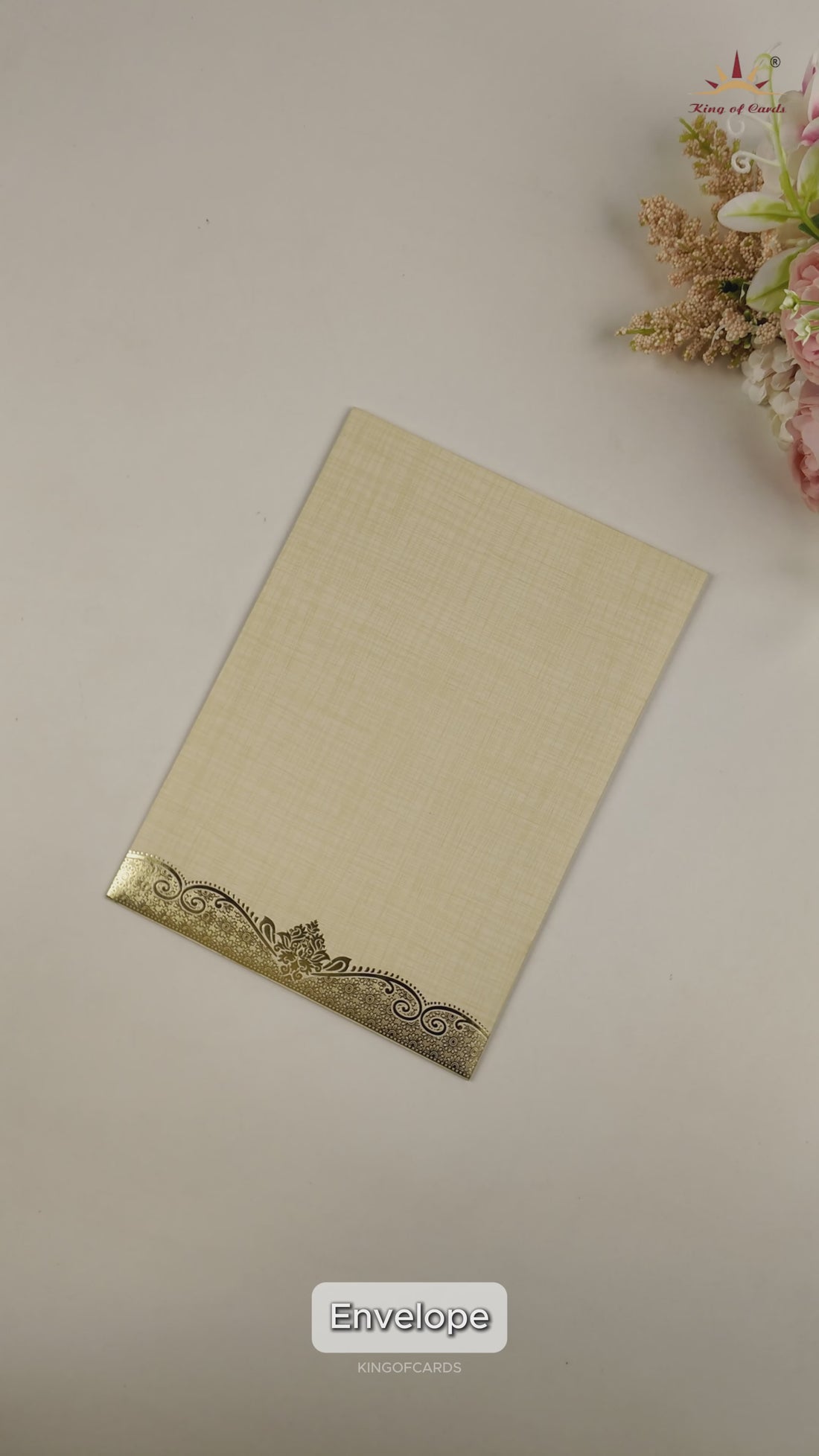 Sandal Metallic Umbrella Ganesha Wedding Card - KNCP24SG