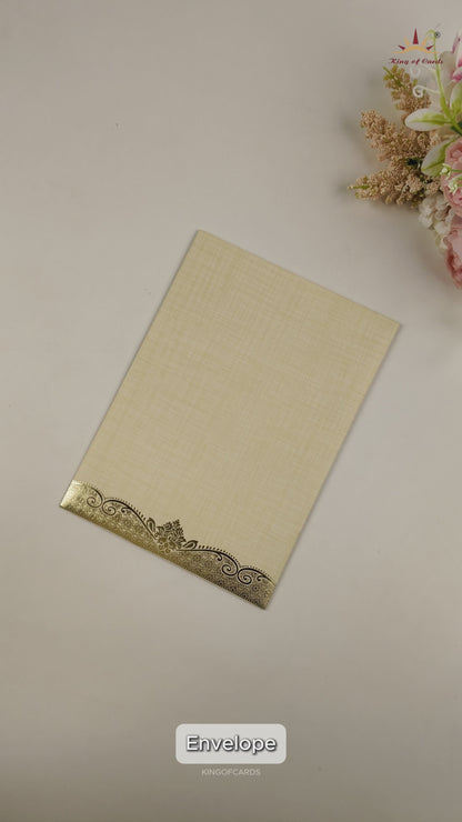 Sandal Metallic Umbrella Ganesha Wedding Card - KNCP24SG