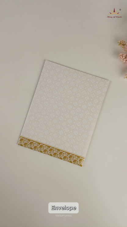 White Ganesha Nameplate Wedding Invitation-KNK7078W
