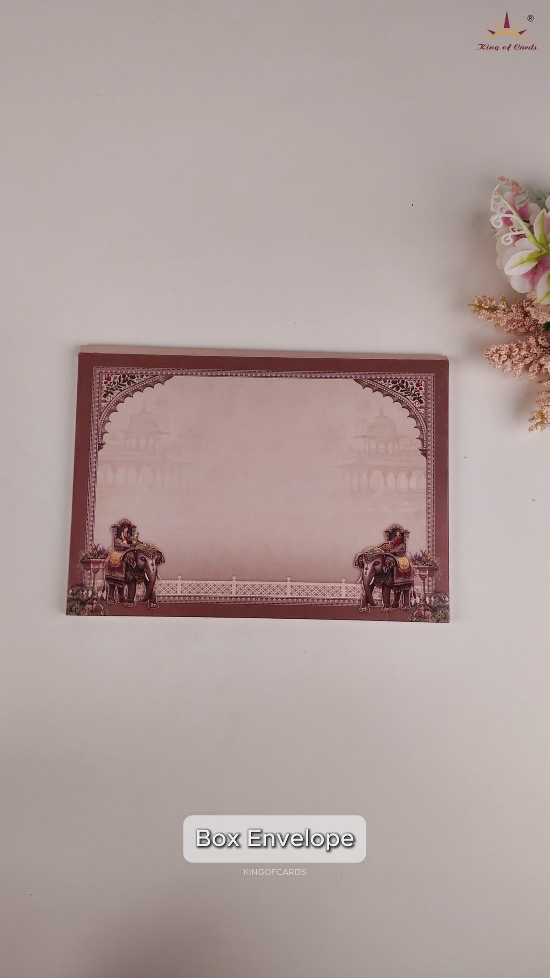 Warm Pink Royal Elephant Bride Groom Wedding Card - KAA05340