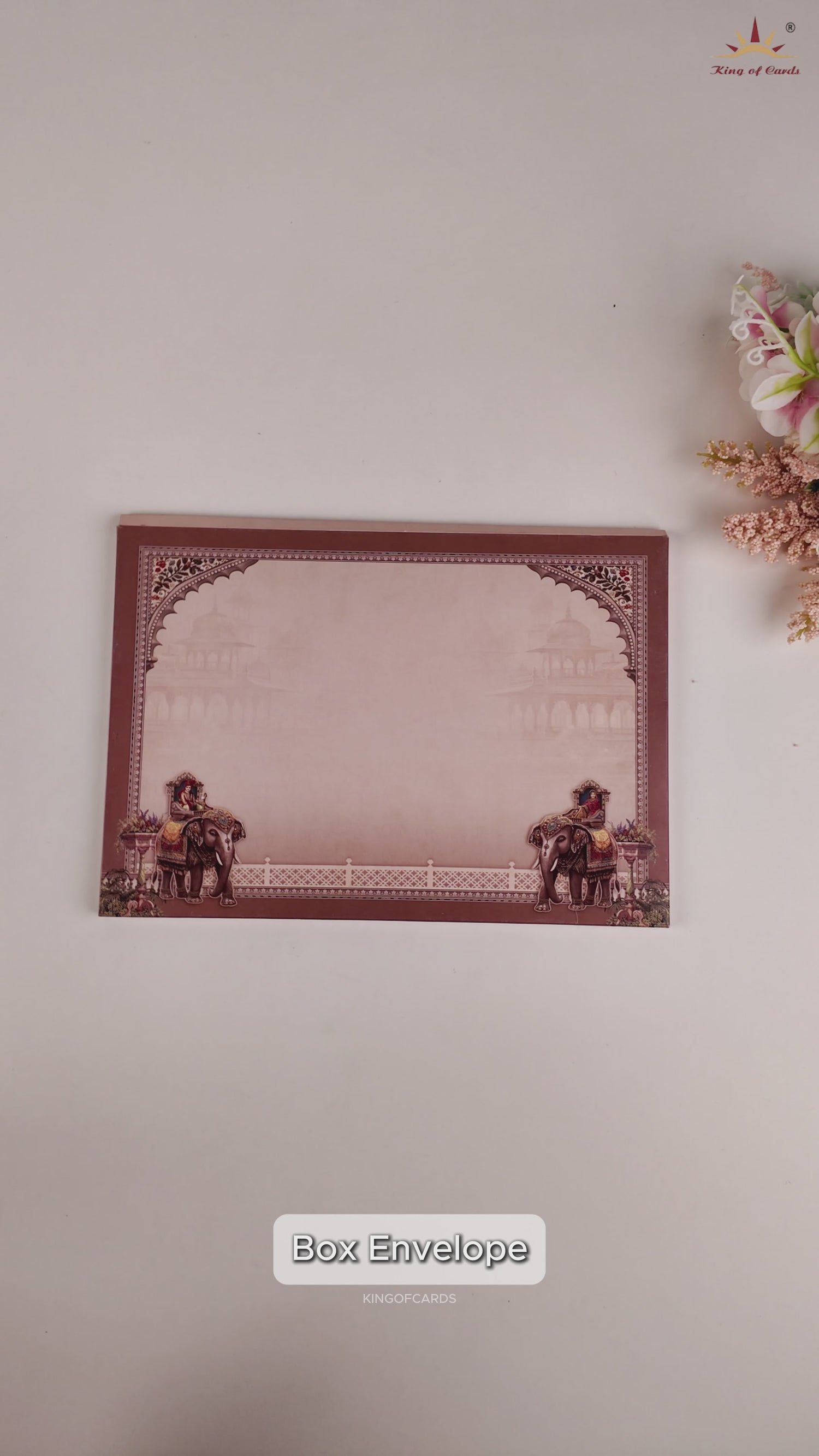 Warm Pink Royal Elephant Bride Groom Wedding Card - KAA05340