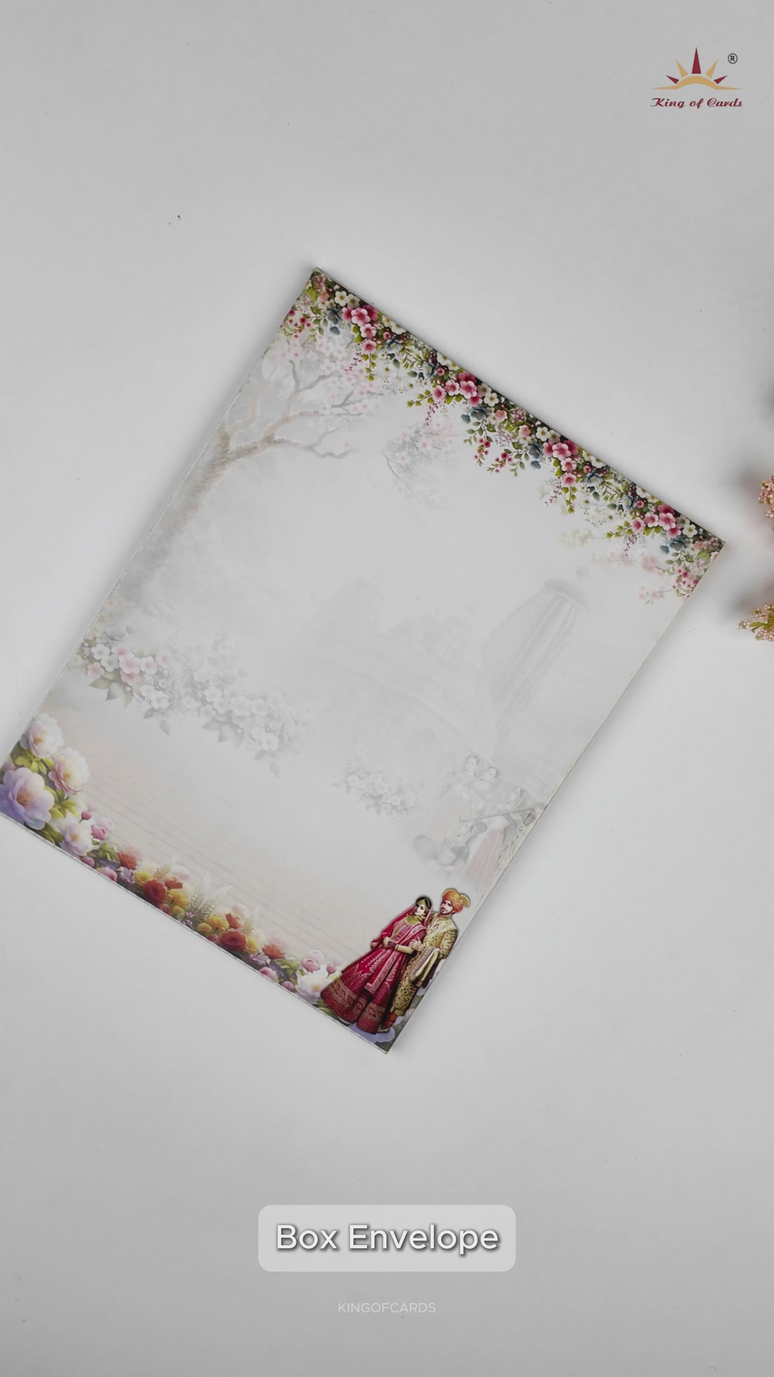 Grey Royal Bride Groom Box Wedding Card-KNKN6318