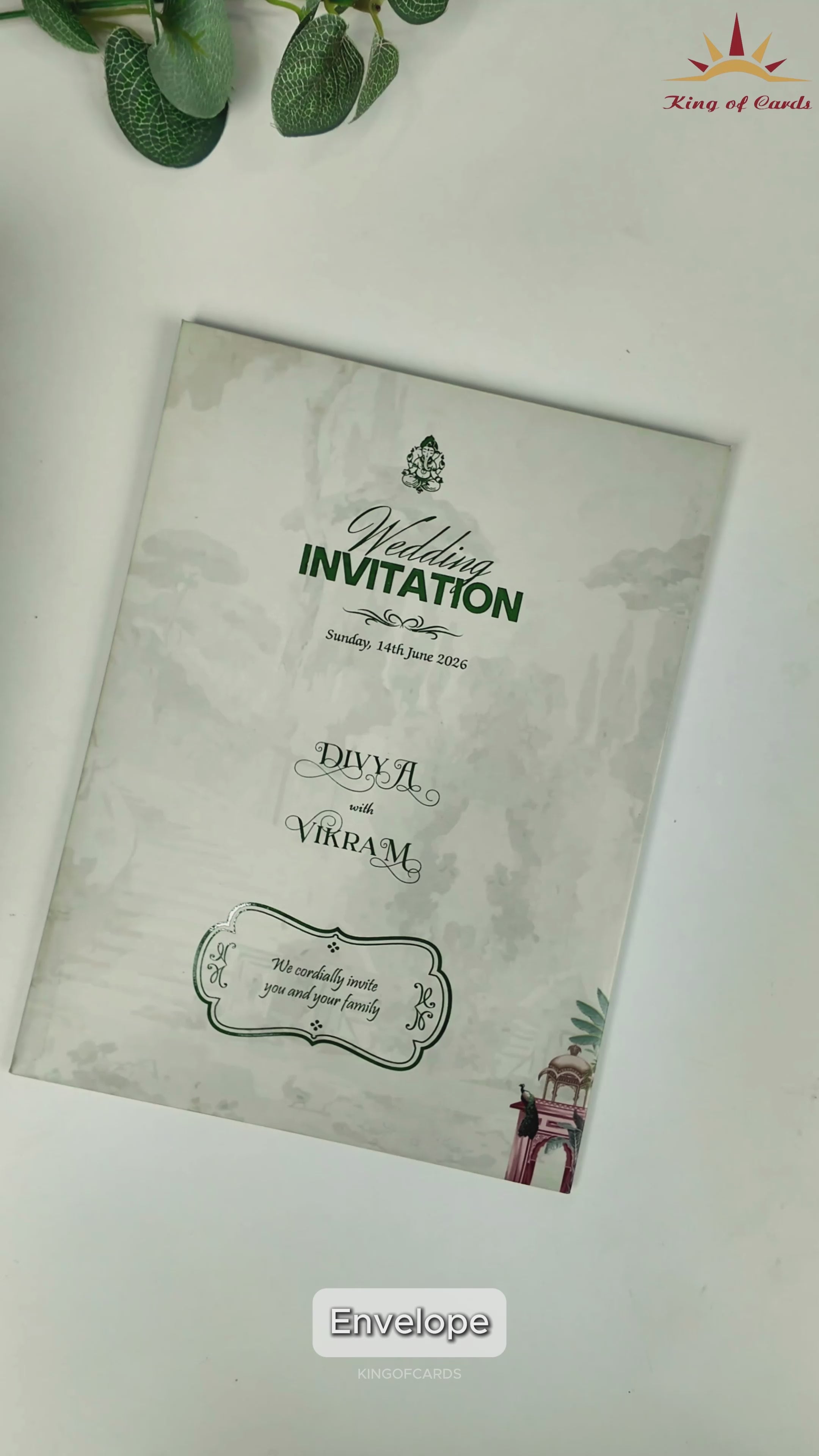 Grey Door Style Jharokha Wedding Card - KNPN3201
