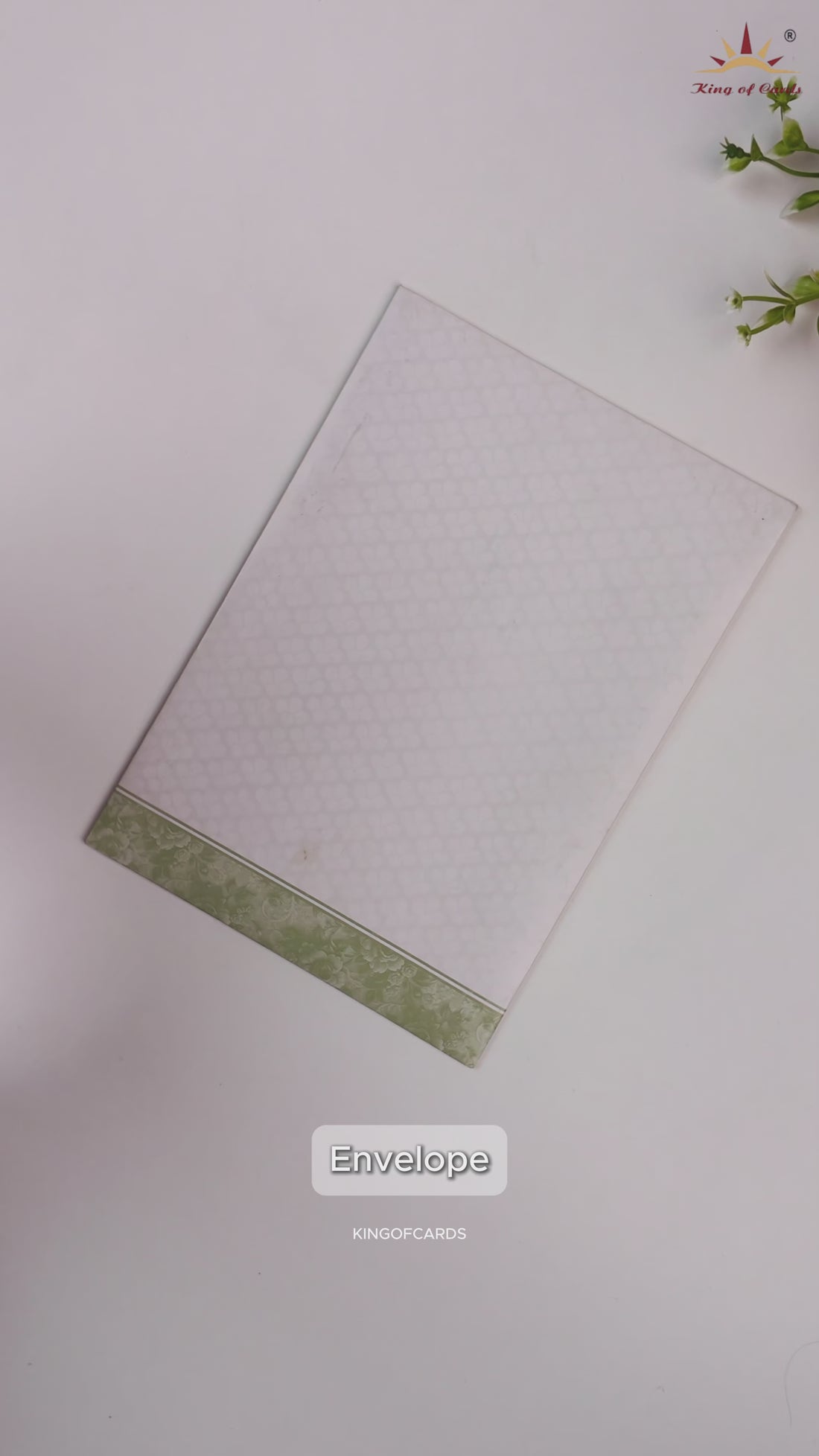 White Green Floral Door Style Wedding Card - KNAI2201
