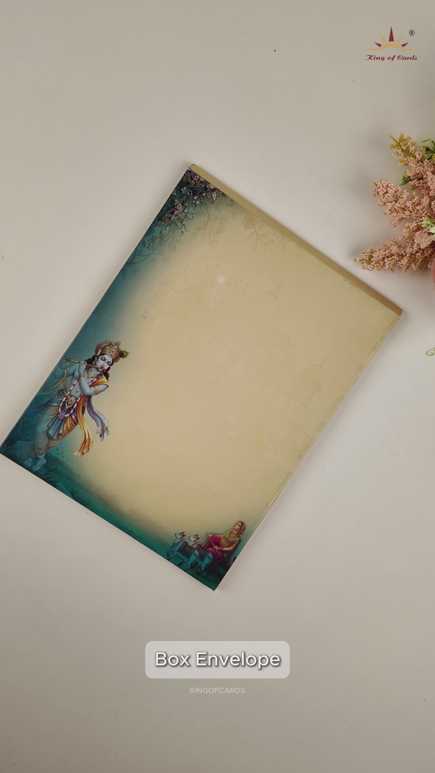 Blue Radha Krishna Premium Wedding Card - KAA05020
