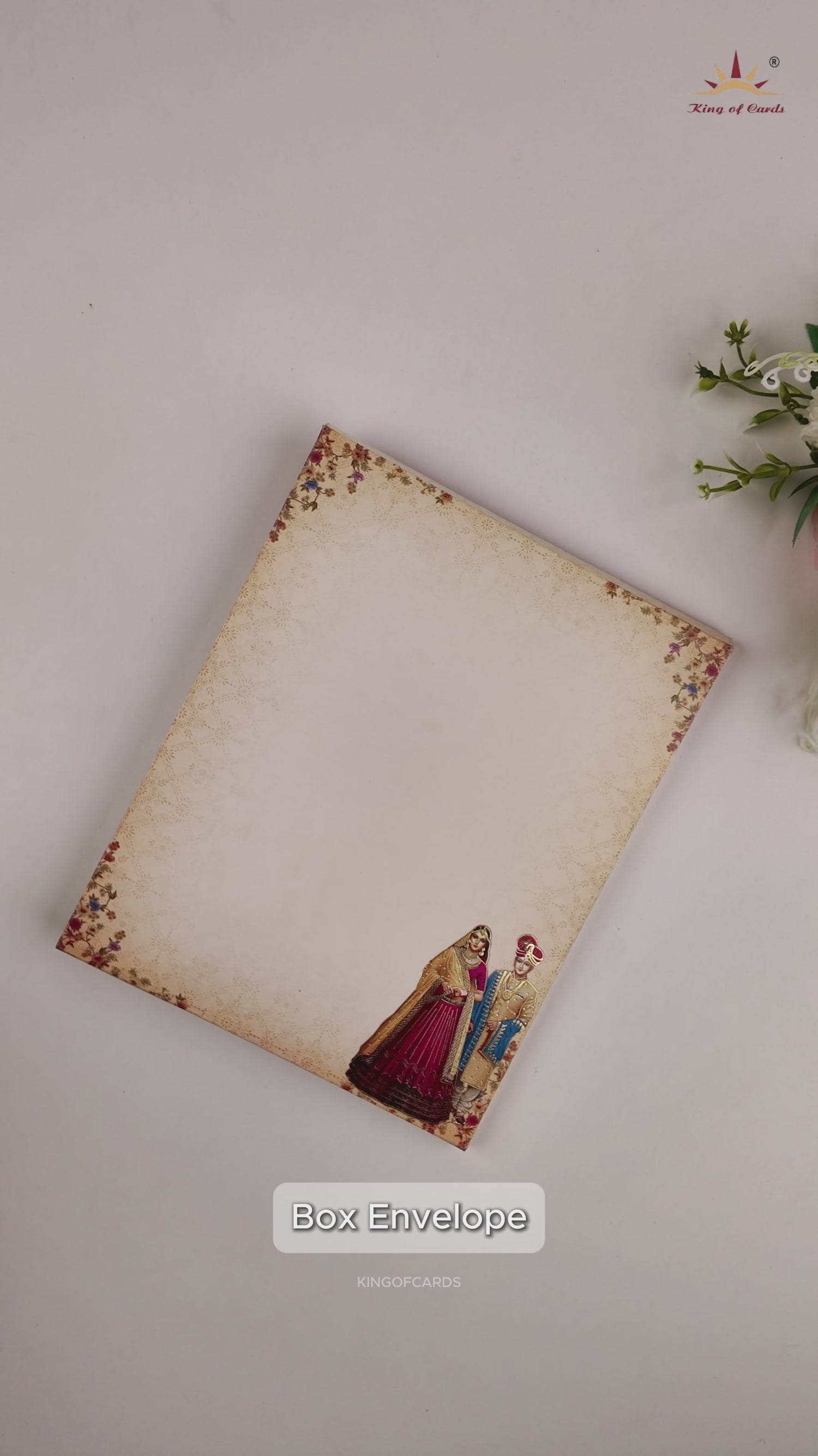 Peach Bride Groom Padded Door Style Wedding Card - KAA05610