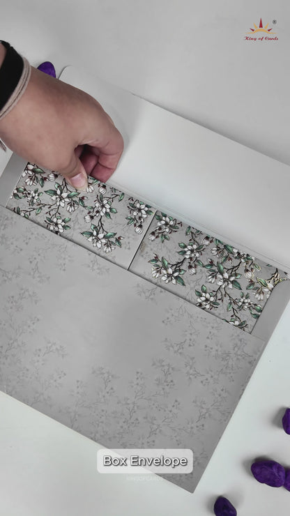 Grey Medallion Padded Wedding Card-KRE27870