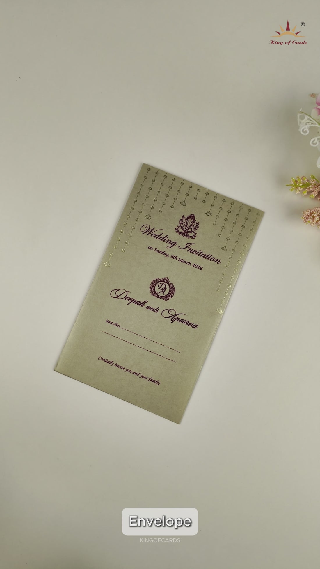 Grey Gold Tassel Single Sheet Invitation Card - KNPD1121