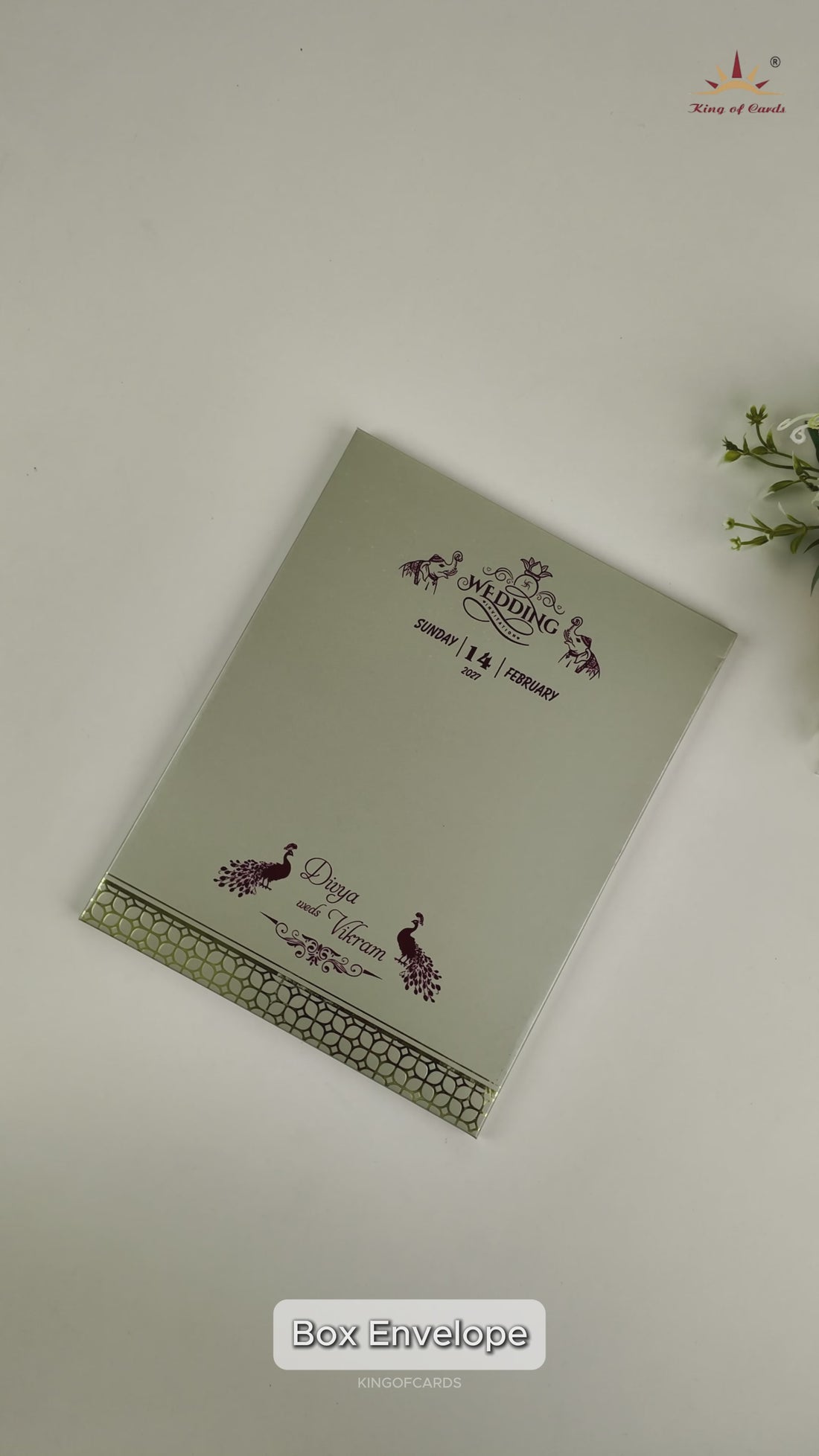 Gold Door Style Embossed Wedding Card - KNK4201G