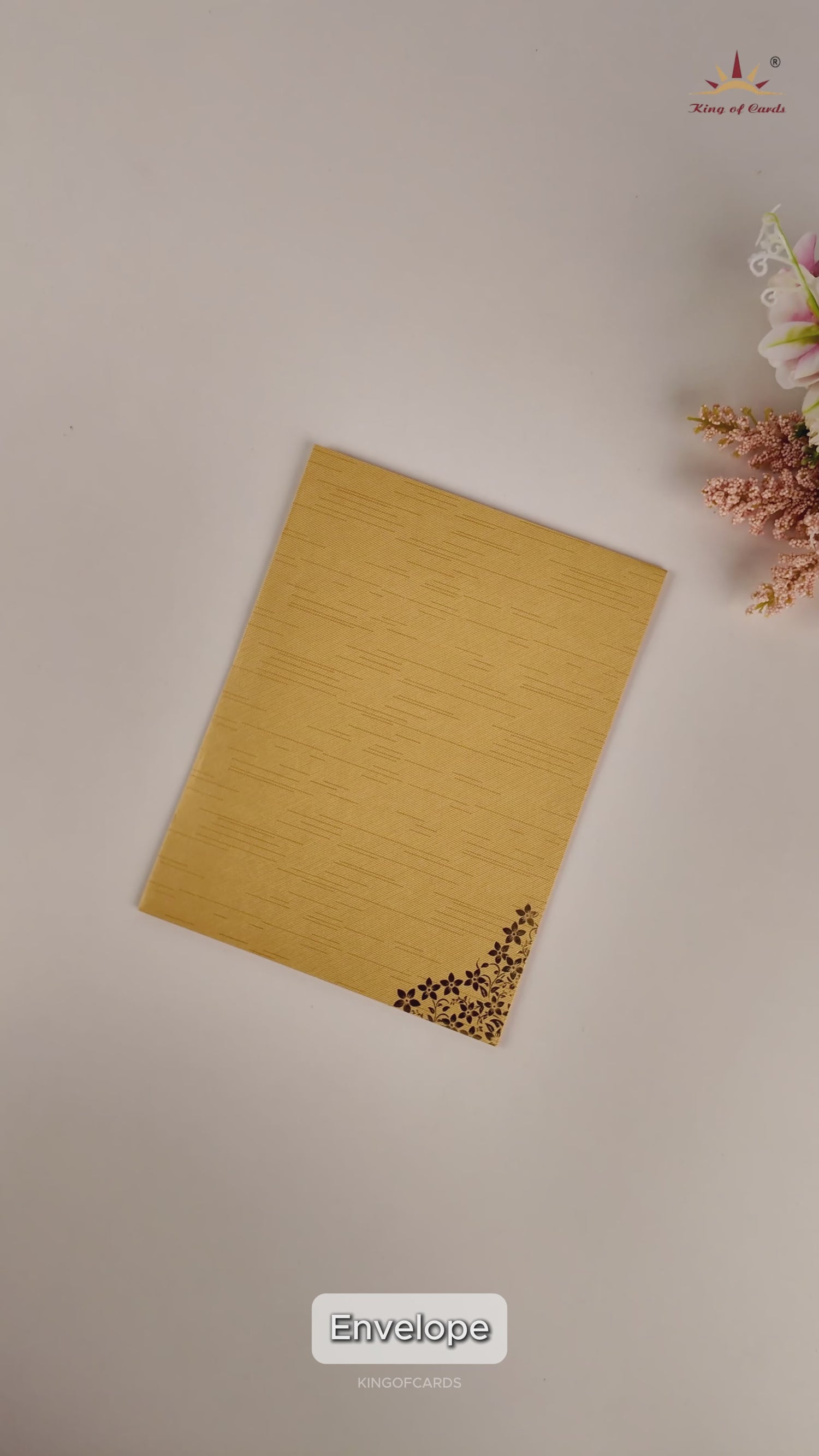 Yellow Gold Floral Ganesha Wedding Card - KNRM7082G