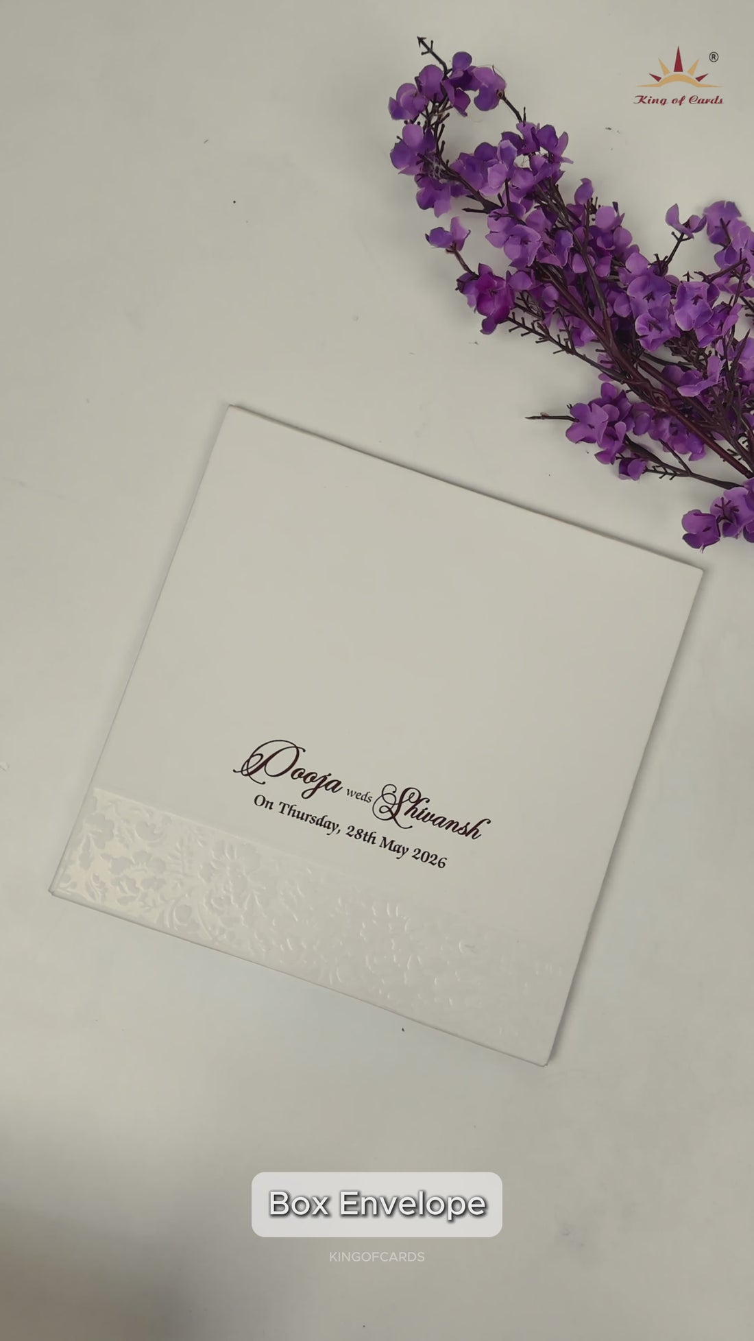 White Floral Embossed Classic Wedding card-KRE22830
