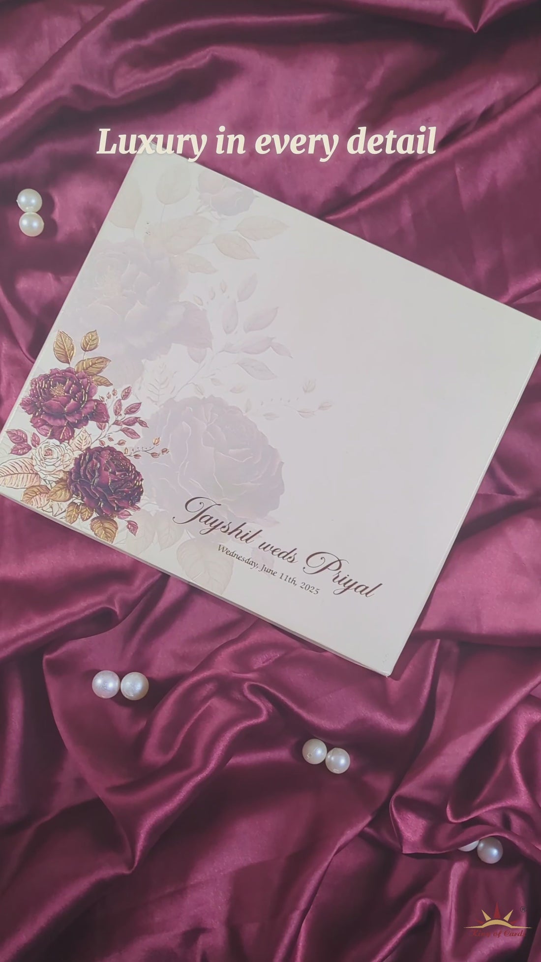 Cream Rose Padded Wedding Card-KPR23400