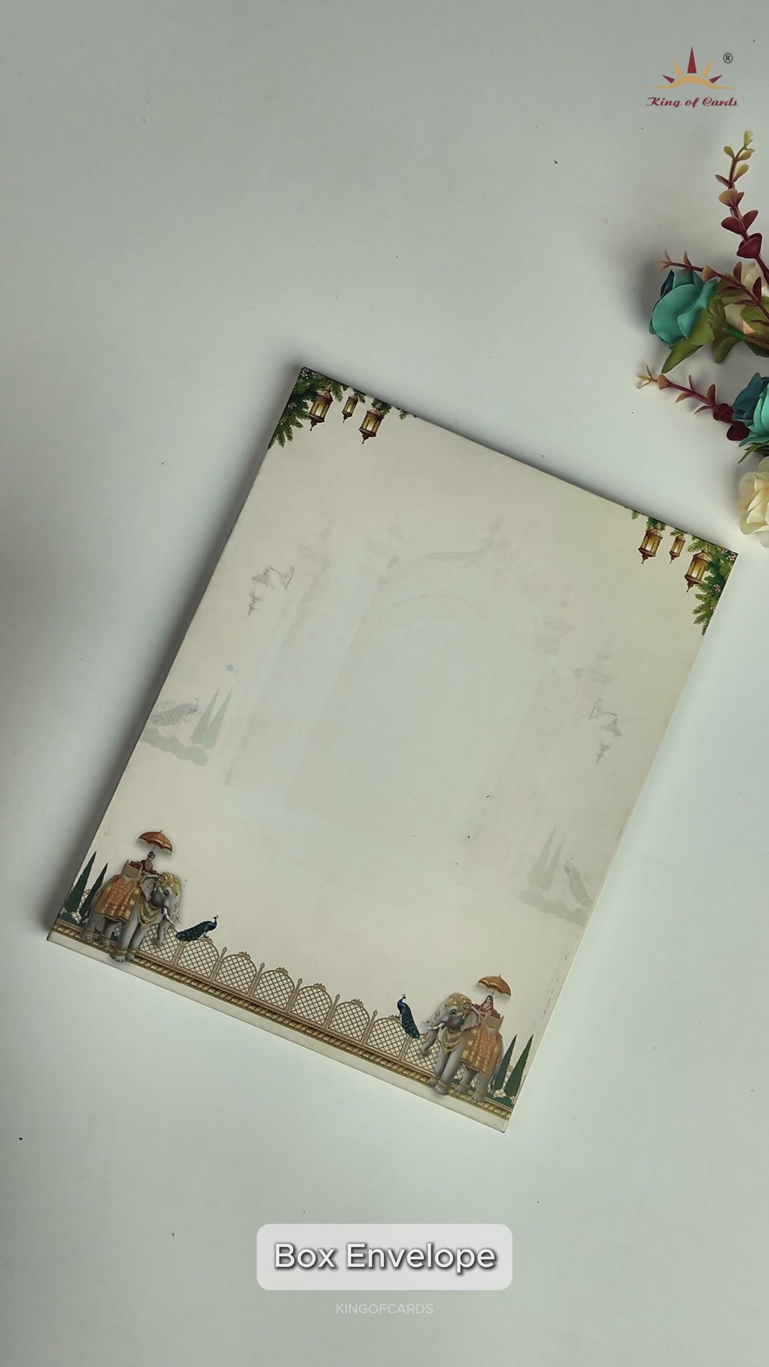 Cream Padded Palace Elephant Wedding Card-KNMO9315