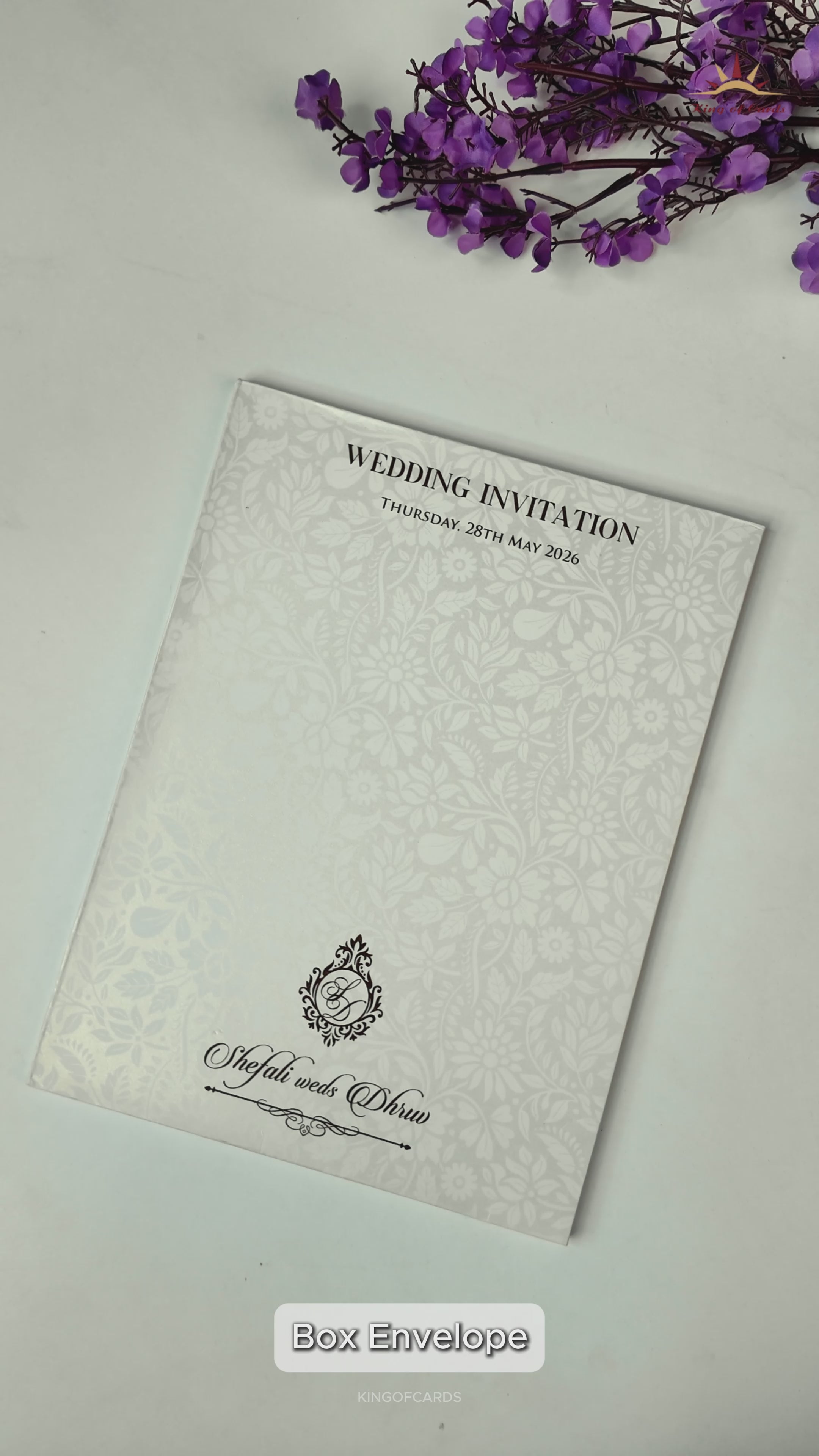 White Royal Elephant Wedding Card-KRE28380