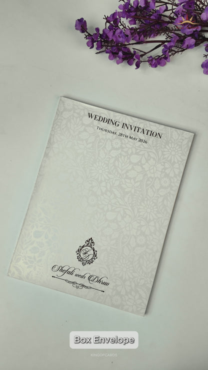 White Royal Elephant Wedding Card-KRE28380