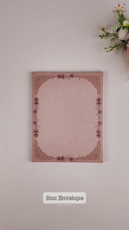 Peach Padded Floral Wedding Card - KAA05520