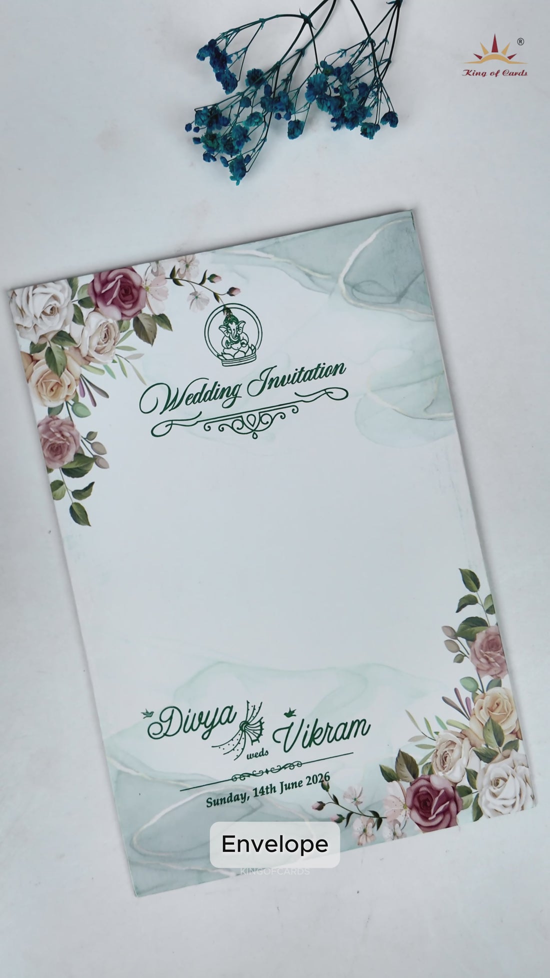Green Floral Single Card-KNS0353G
