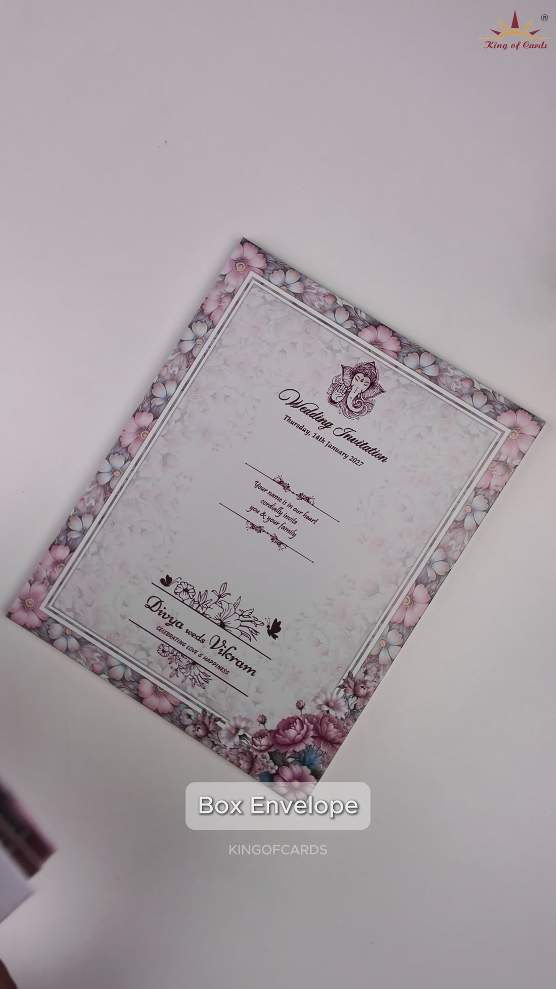 Pastel Blue Floral Wedding Card-KNKN6309