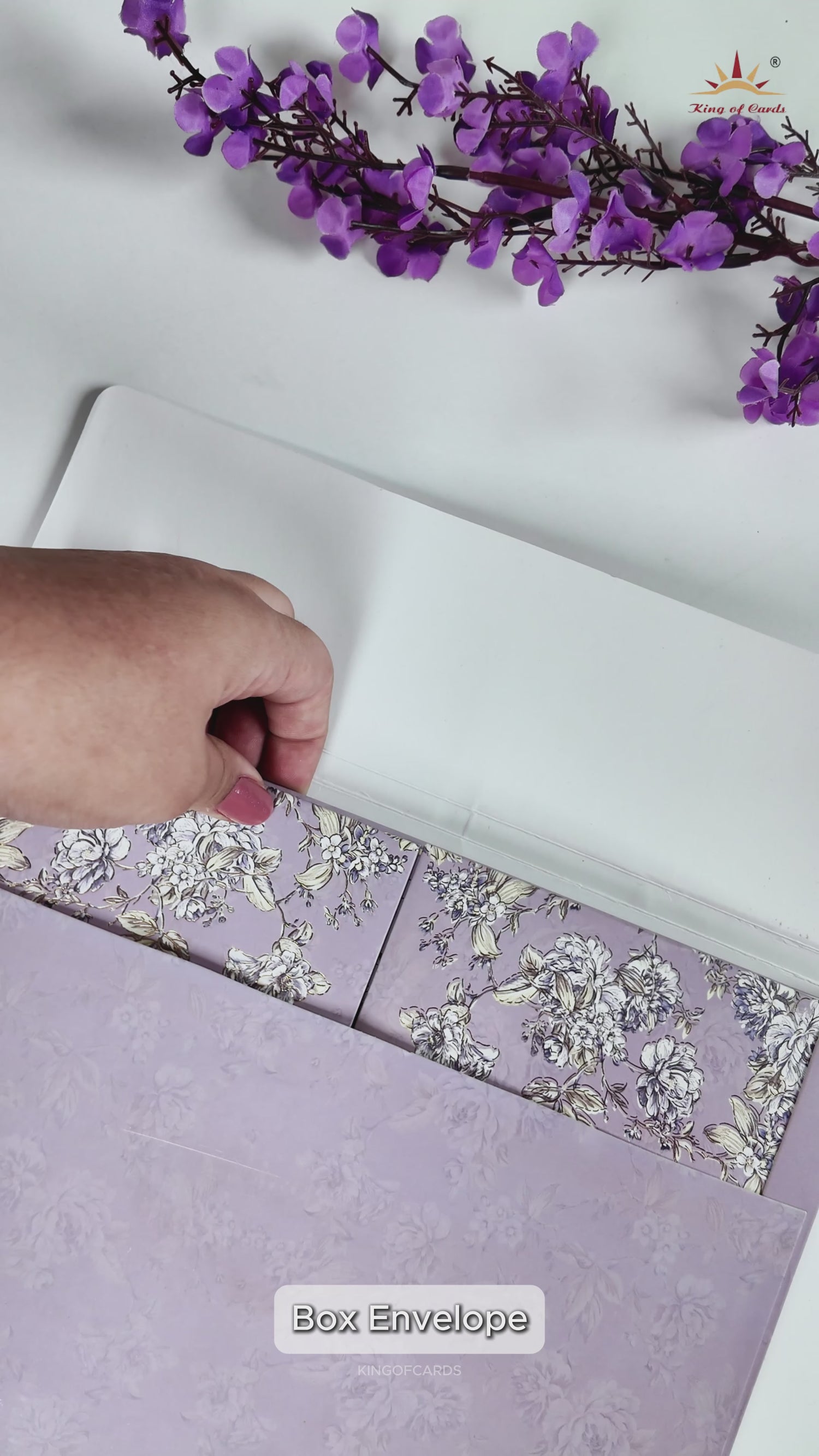 Pastel Lavender Floral Padded Wedding Card-KRE27880