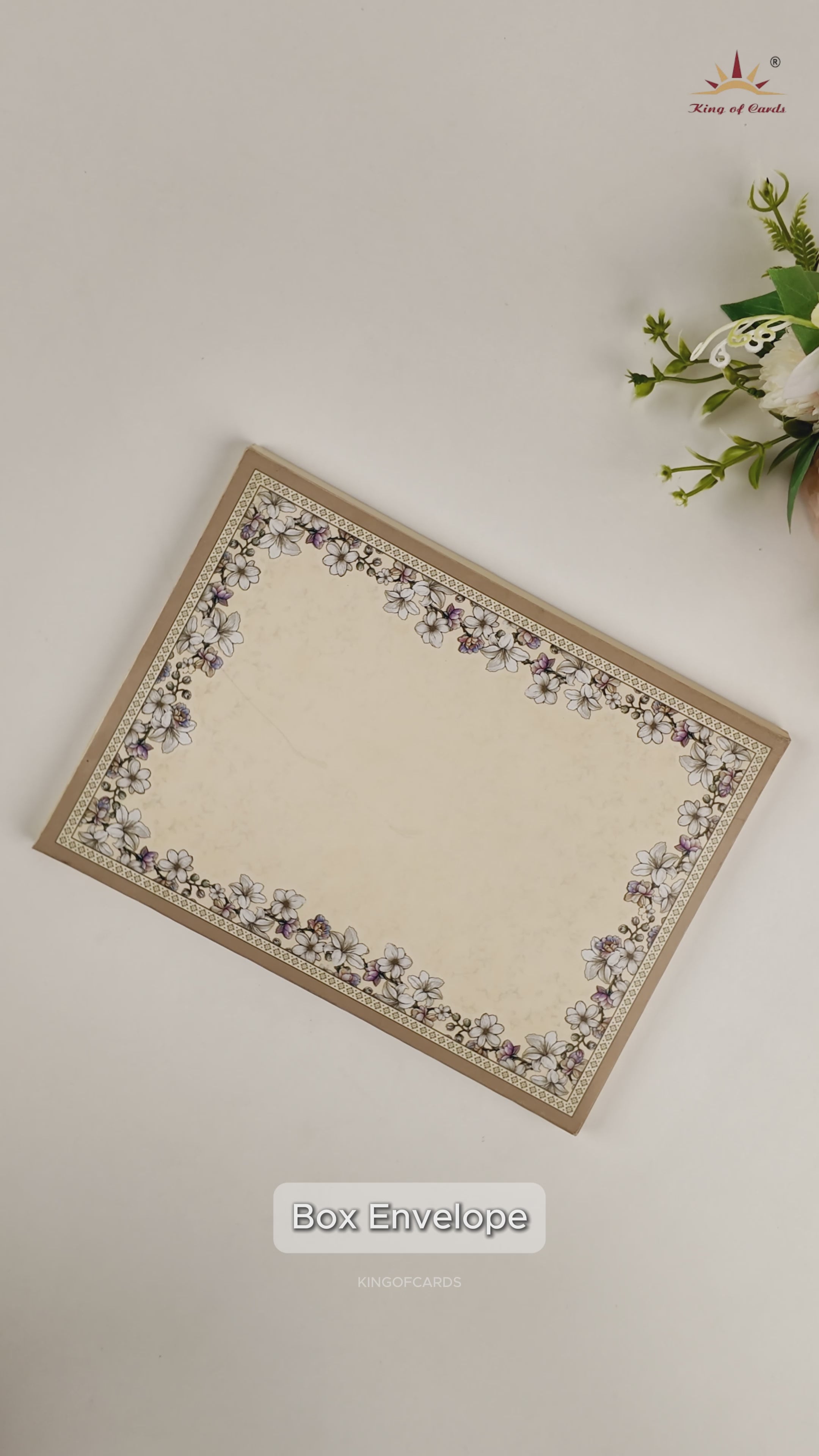 Cream Floral Padded Wedding Card - KAA05460