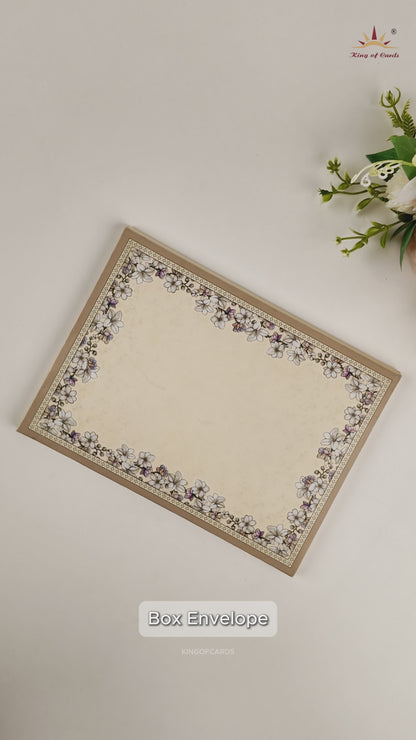 Cream Floral Padded Wedding Card - KAA05460