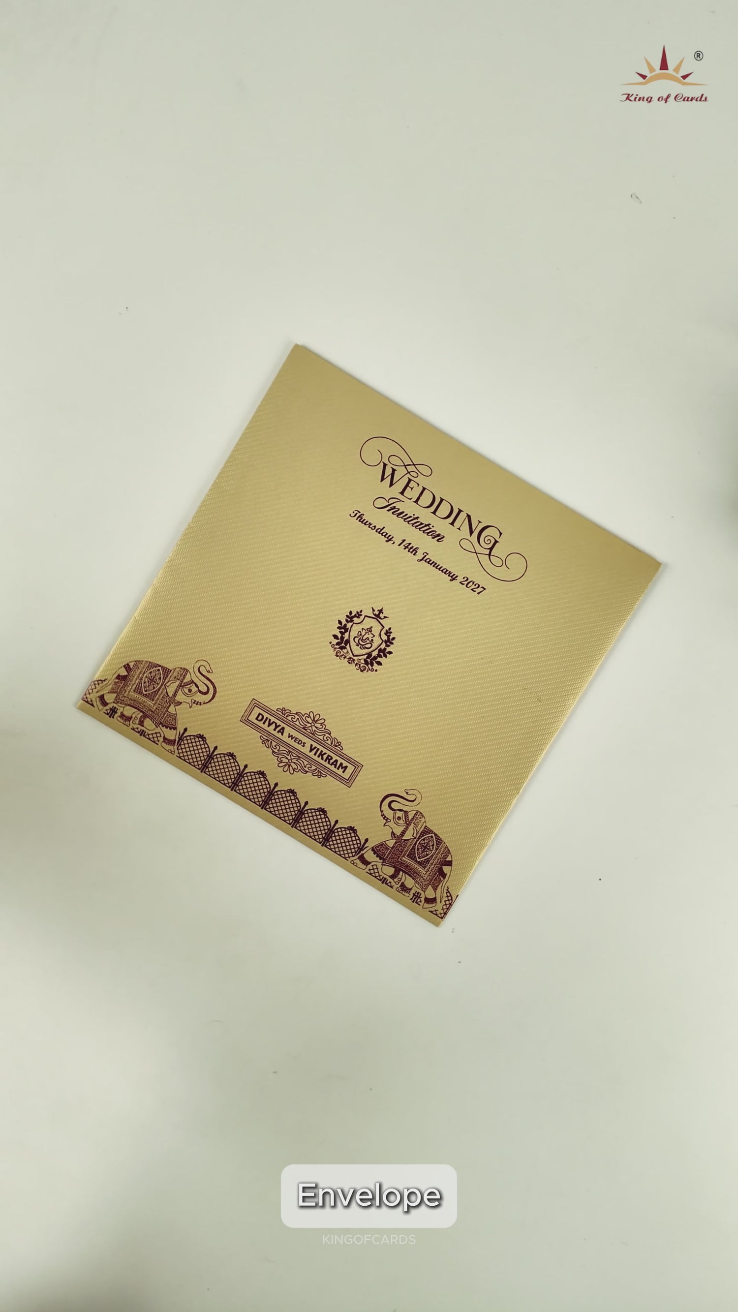 Ivory Floral Wedding Invitation Card - KNKD2801G
