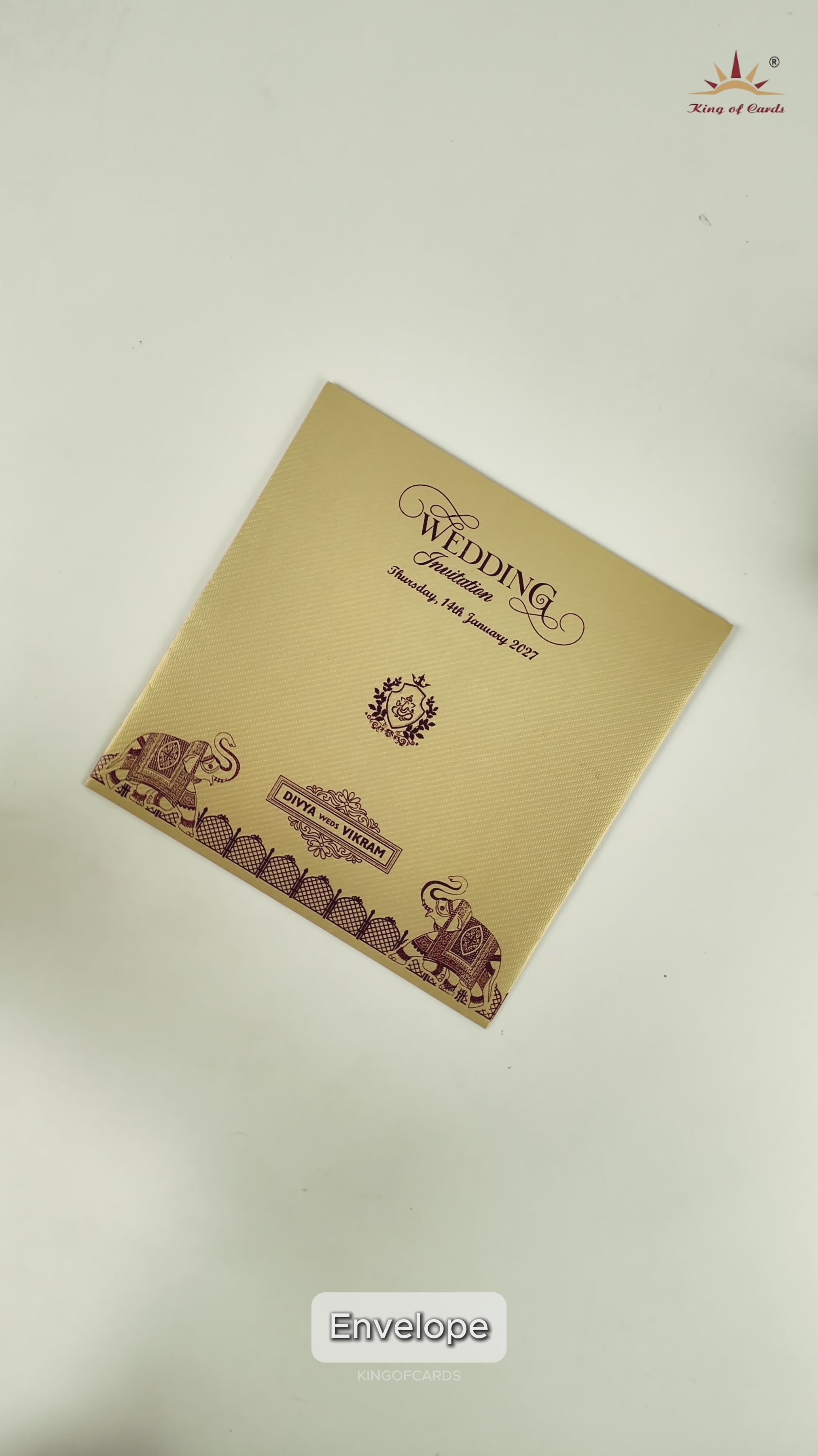 Ivory Floral Wedding Invitation Card - KNKD2801G