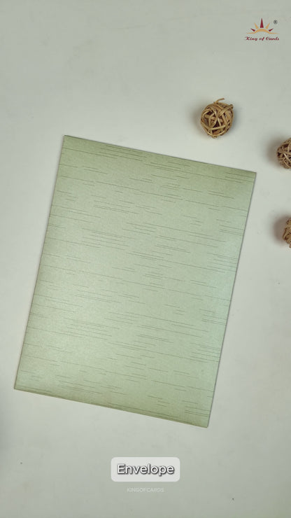 Green Gold Horse Carriage Wedding Card-KNRM7084N