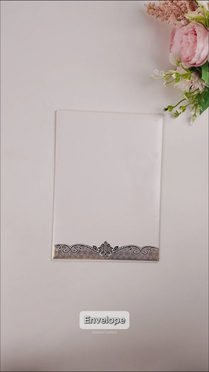 White Ganesha Invitation Card-KNKTW024