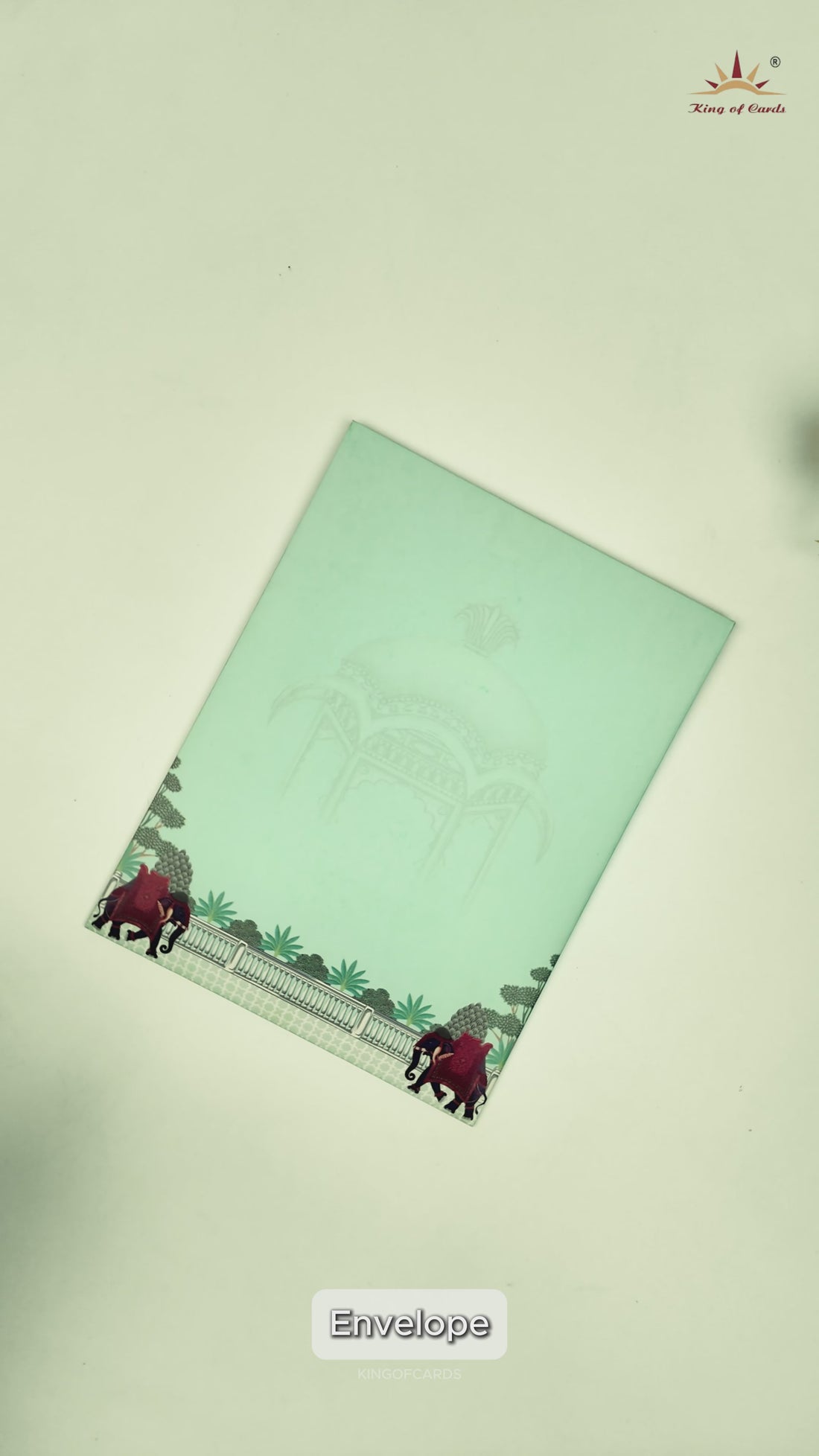 Green Floral Elephant Wedding Card-KNKC4094