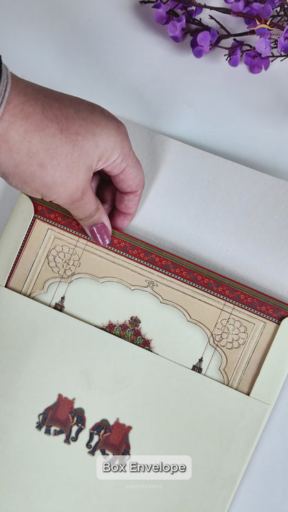 Cream Arch Royal Elephant Wedding Card-KRE27130