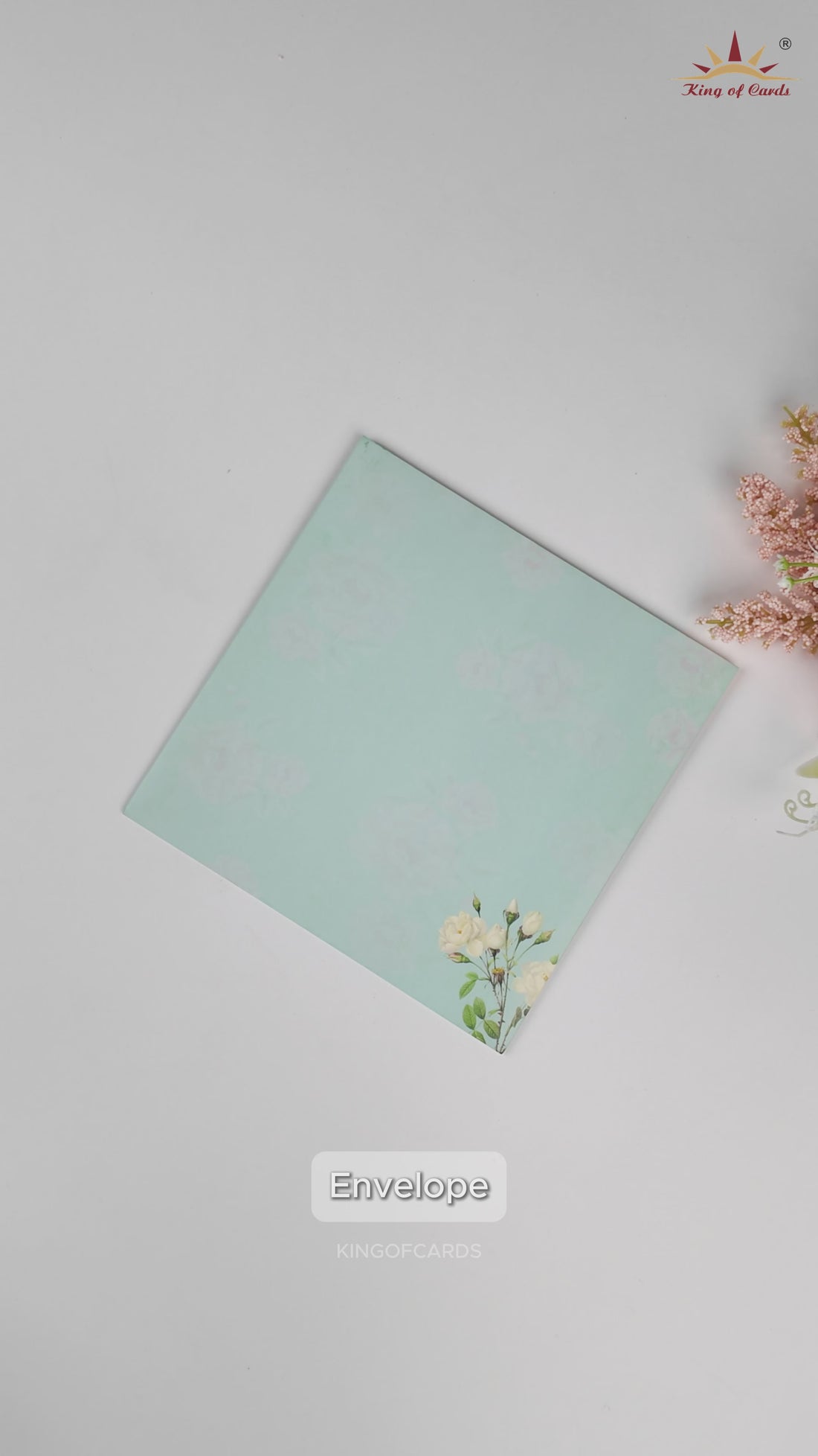 Mint Green Floral Door-style Wedding Card-KNSN6704G