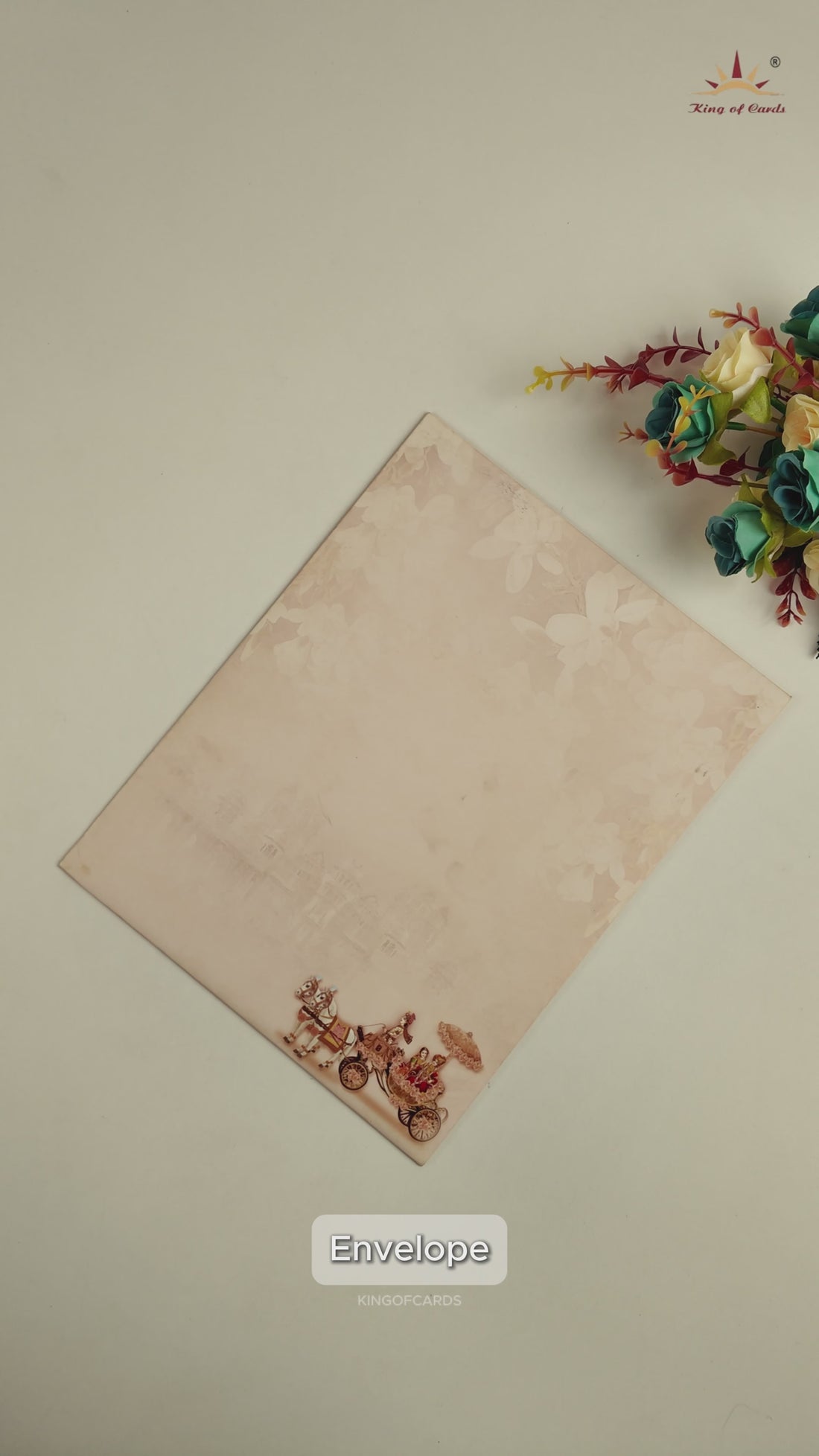 Pink Royal Horse Carriage Wedding Card - KNKJ1150