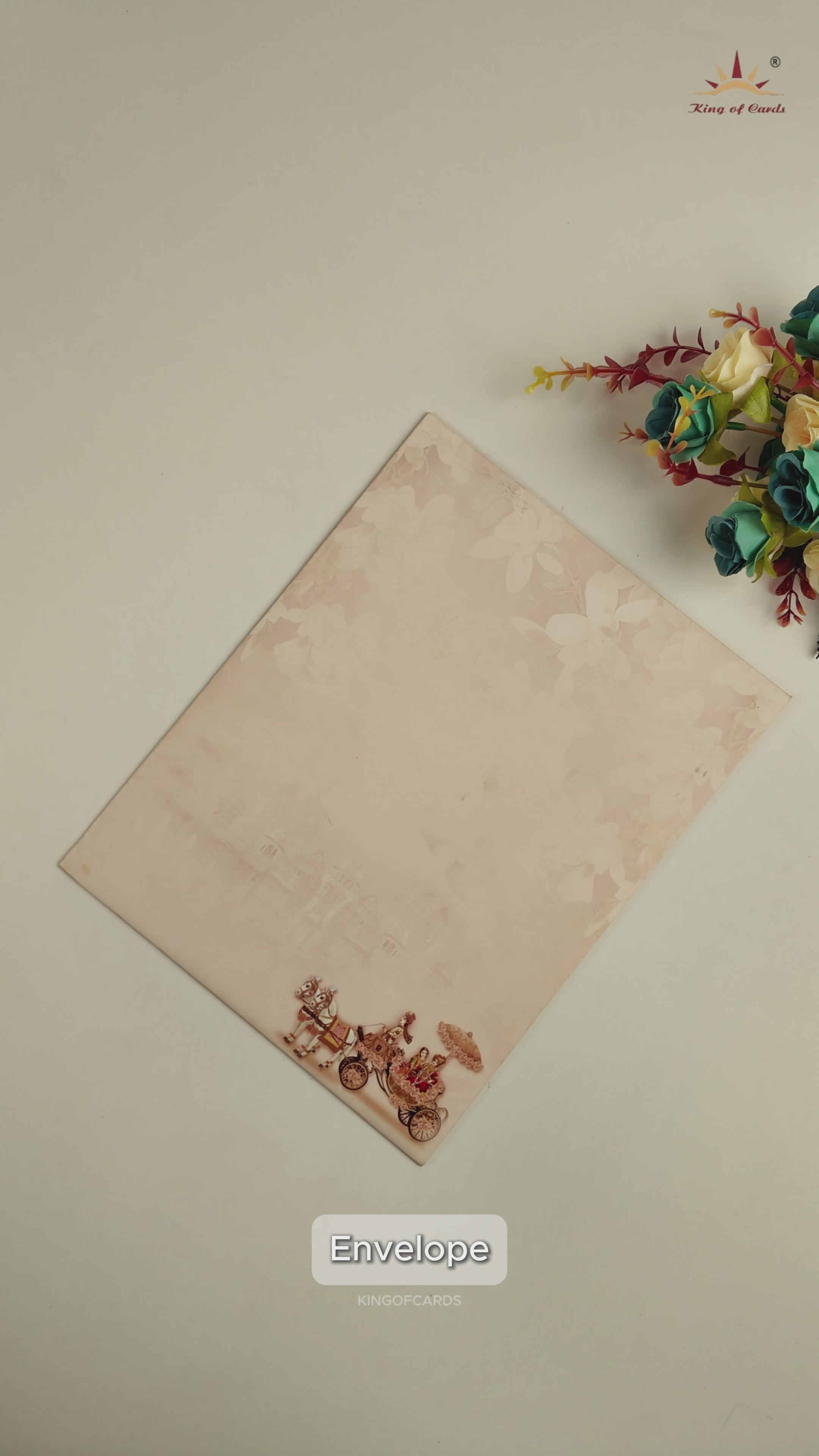 Pink Royal Horse Carriage Wedding Card - KNKJ1150