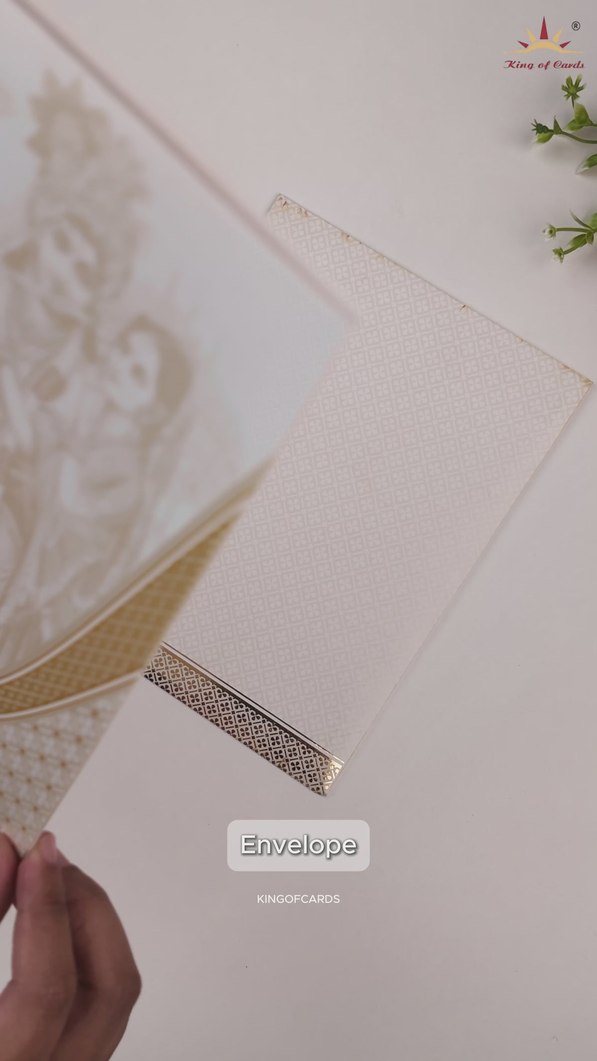 White Embossed Radhe Krishna Weddding Card - KNK7070W