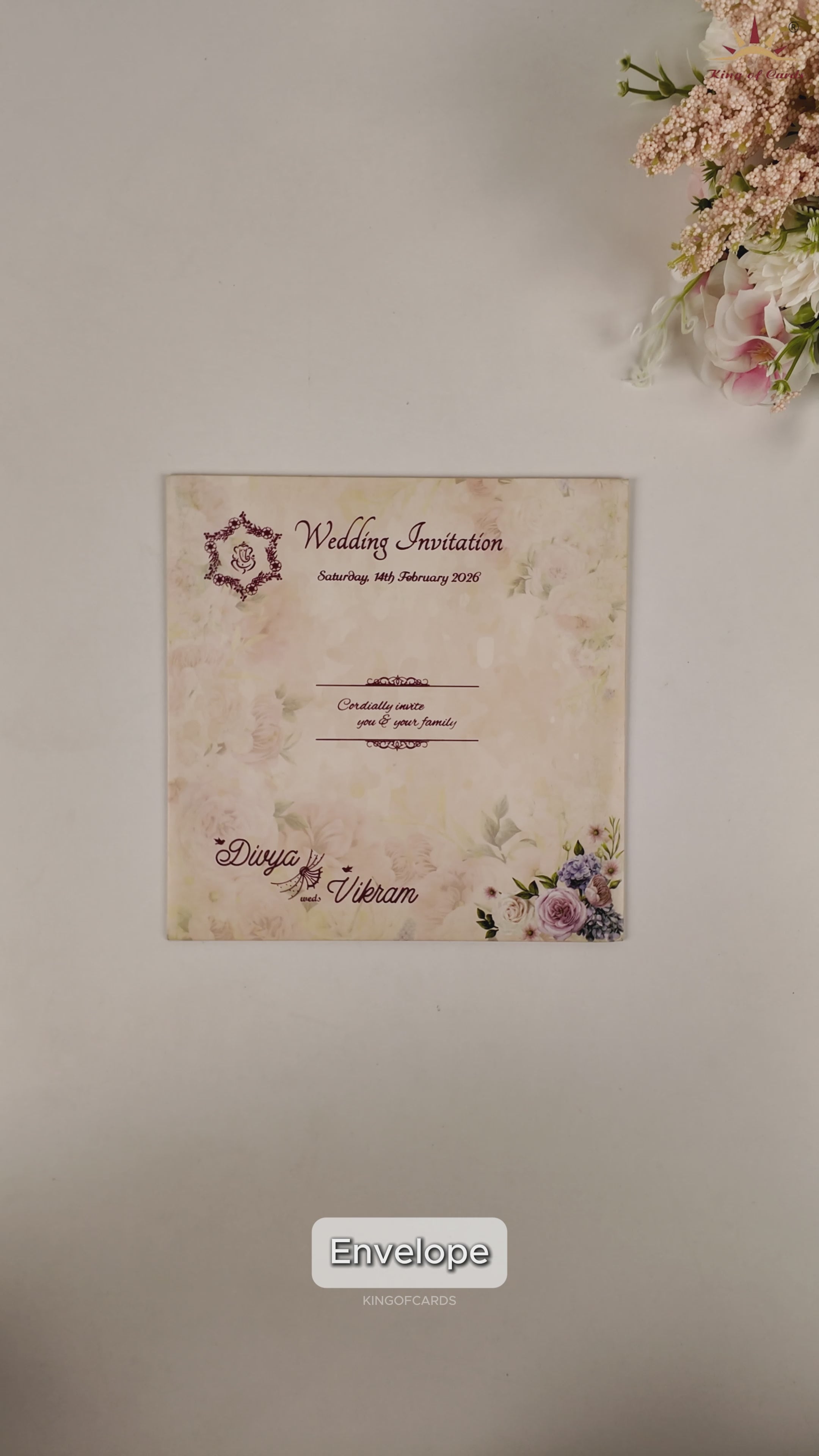 Pastel Pink Floral Wedding Card-KNSN6701P