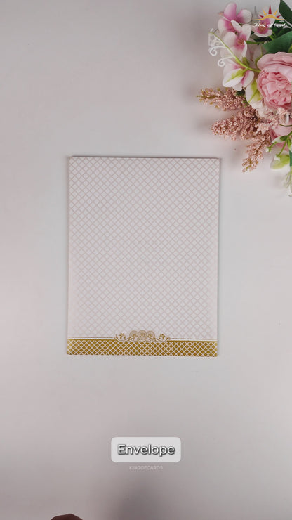White Embossed Laser Cut  Invitation Card - KNK7063W