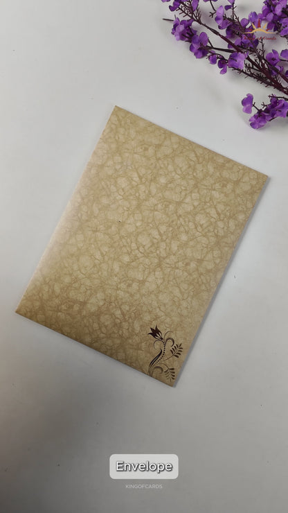 Gold Door Style Floral Ganesha Wedding Card-KNM2901B.