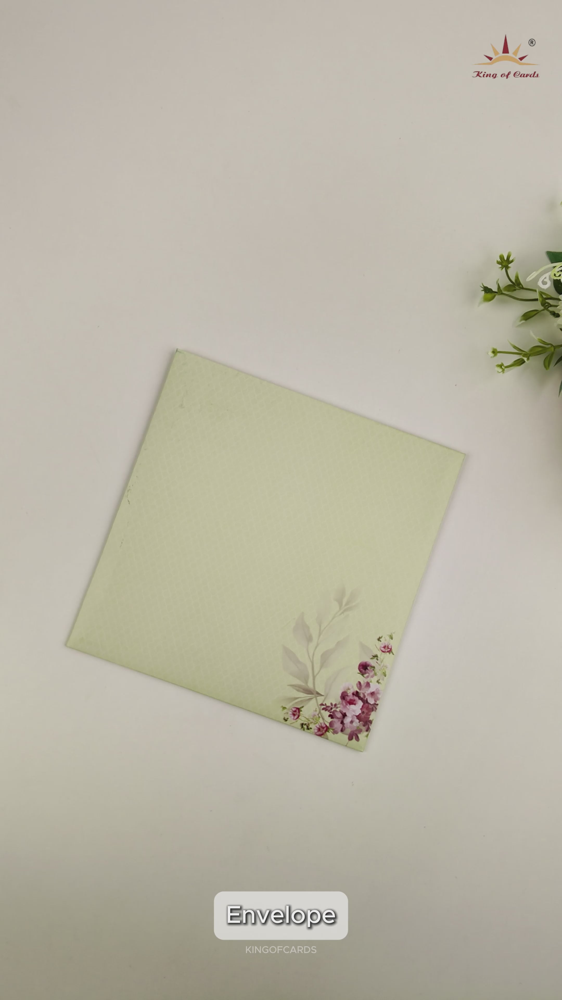 Green Floral Door Style Wedding Card - KNKBY5408