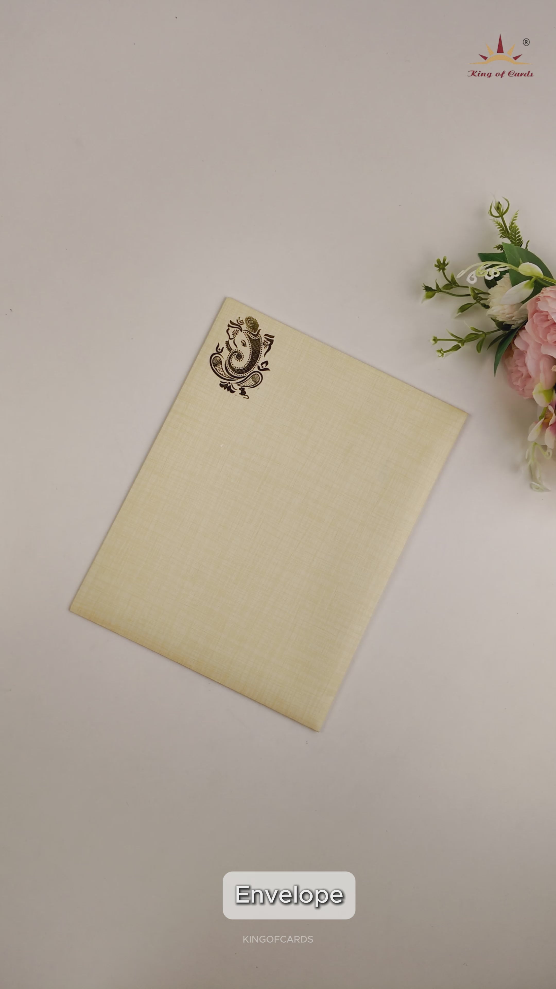 Sandal Metallic Ganesha Wedding Card - KNK50162