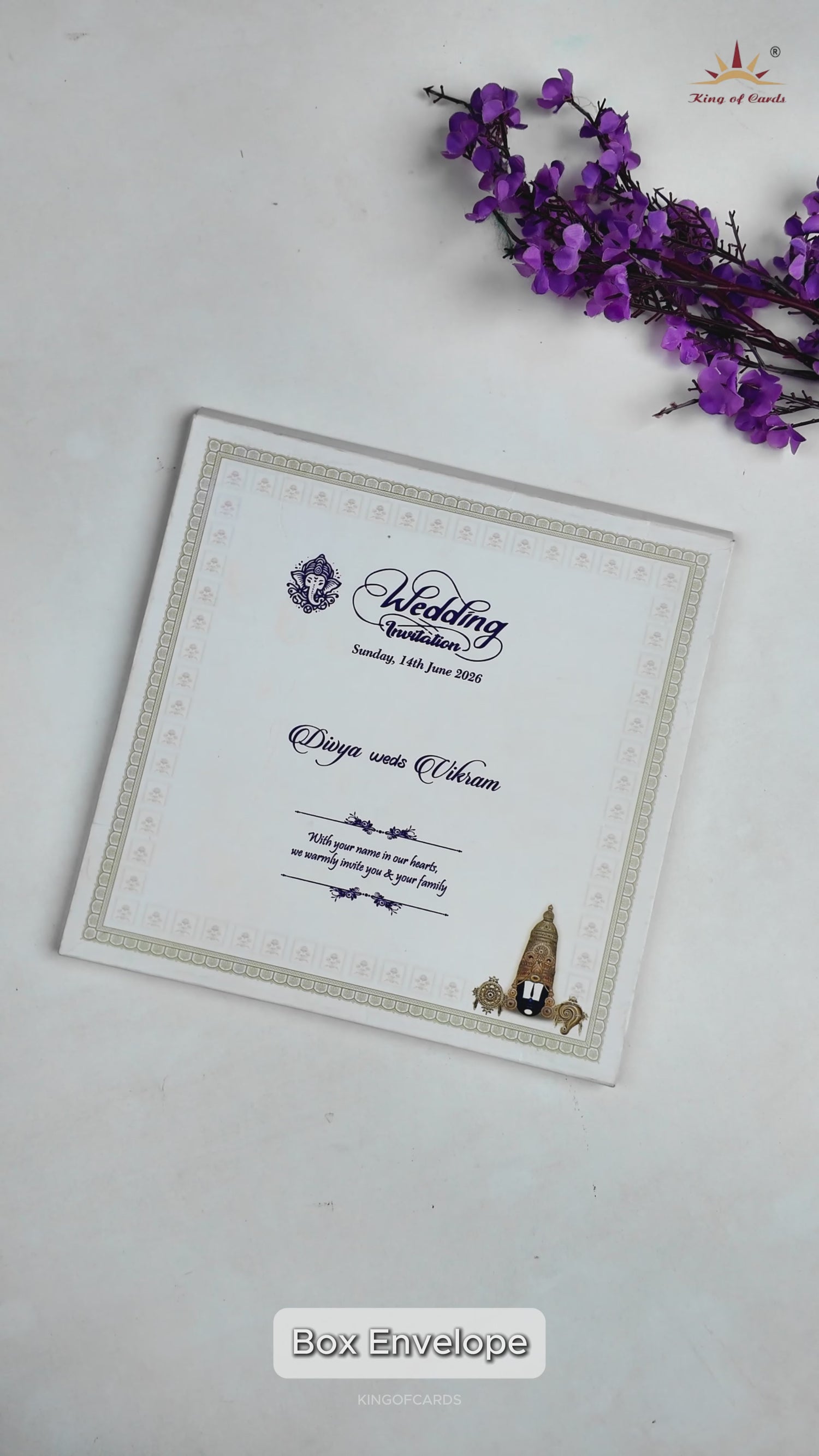 White God Traditional Wedding Card-KNKD8110