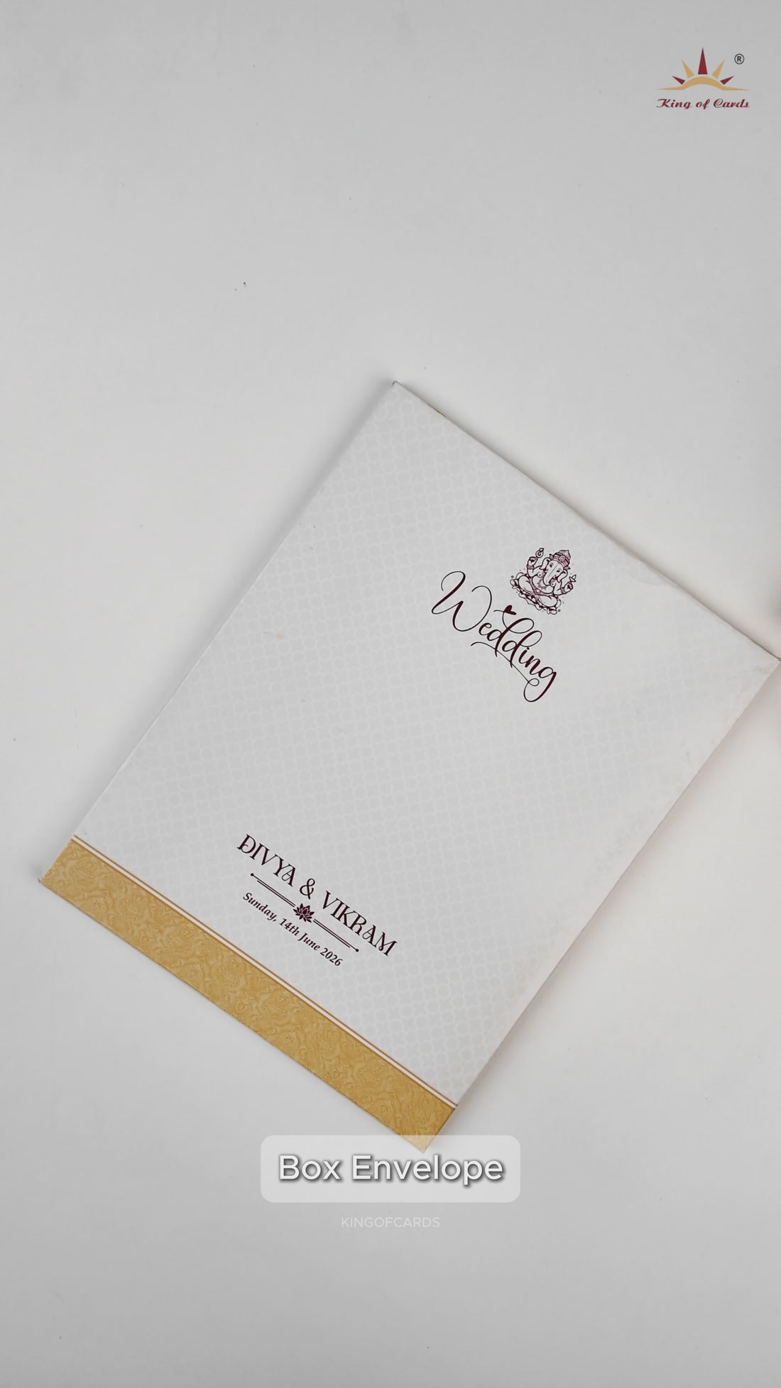 Yellow Embossed Balaji Padmavathi Padded Wedding Card - KNMS9310