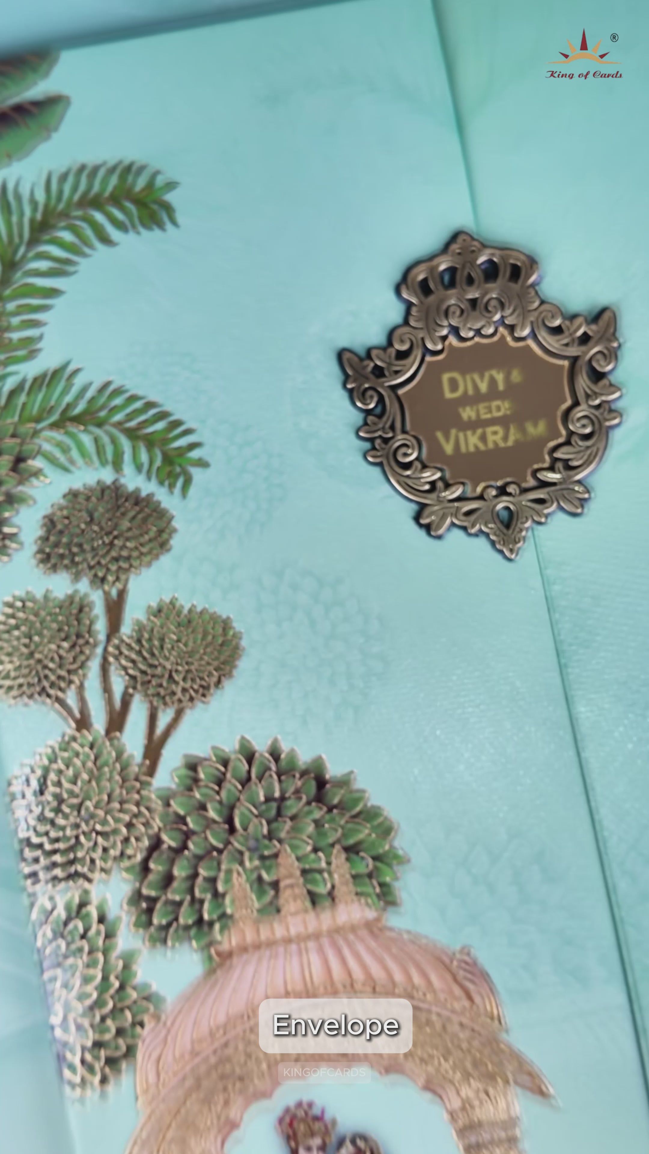 Green Arch Bride Groom Nameplate Marriage Card-KNKM8203