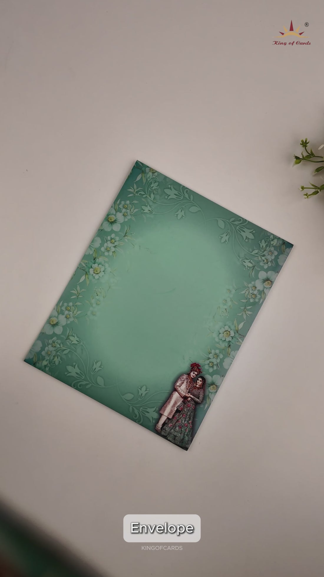 Green Bride Groom Wedding Card-KNKJ1105