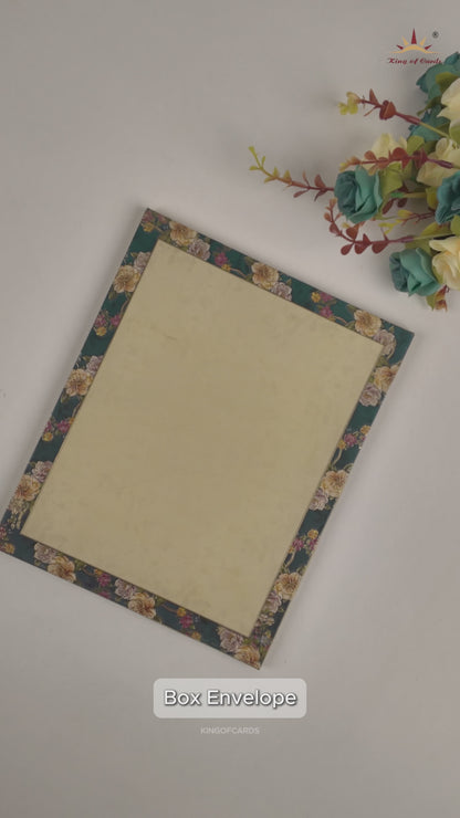 Blue Rose Floral Padded Door Style Wedding Card - KAA05630