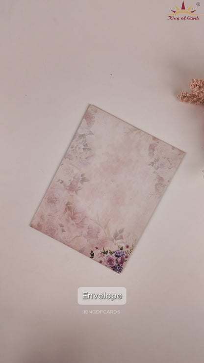 Pink Rose Floral Wedding Card - KNTY6804