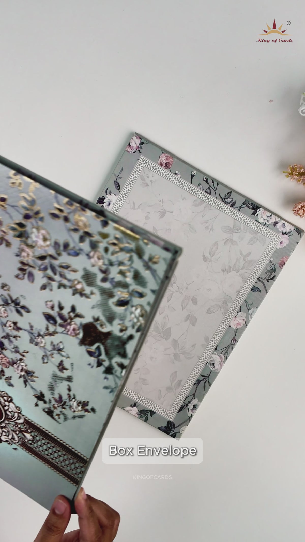 Grey Floral Box Invitation Card-KNKN6305
