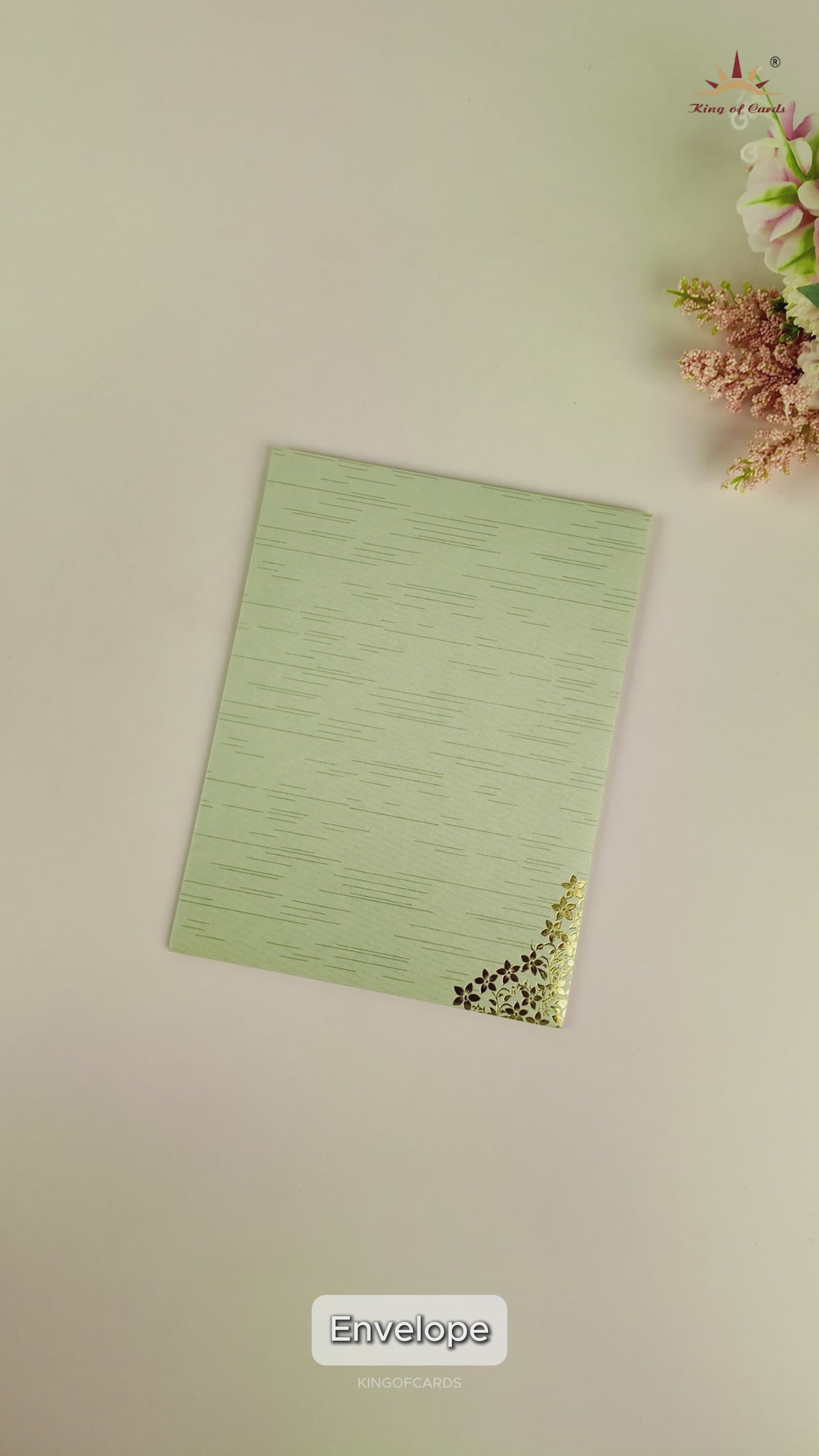 Pastel Green Floral Ganesha Wedding Card - KNRM7082N